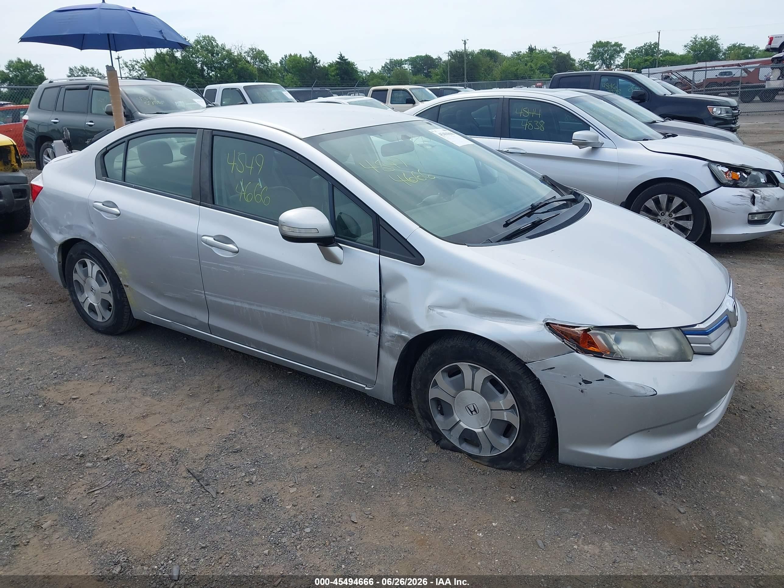 2012 Honda Civic Hybrid   Silver vin: JHMFB4F33CS003432