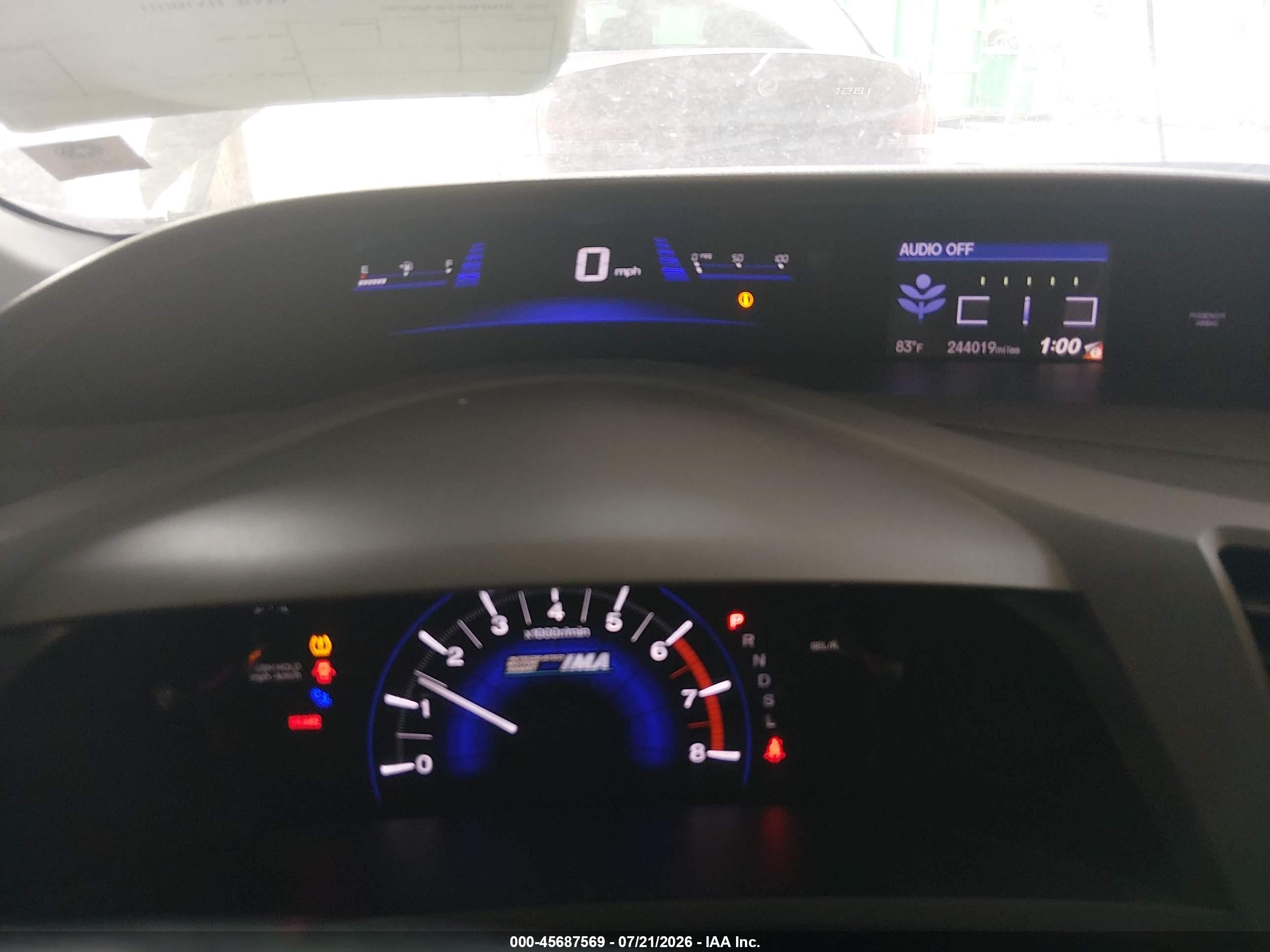2012 Honda Civic Hybrid   White vin: JHMFB4F34CS007795