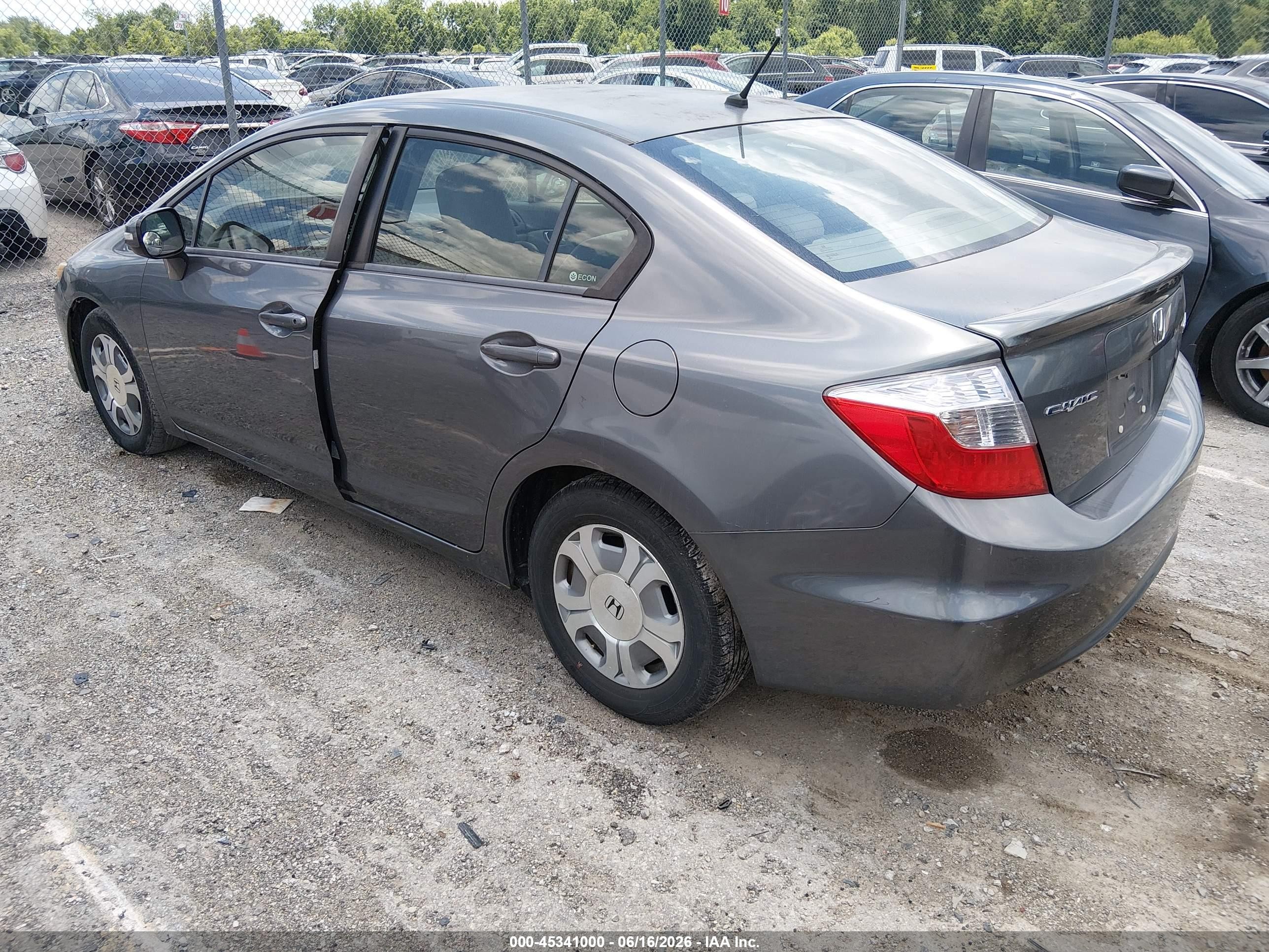 2012 Honda Civic Hybrid   Gray vin: JHMFB4F36CS002517