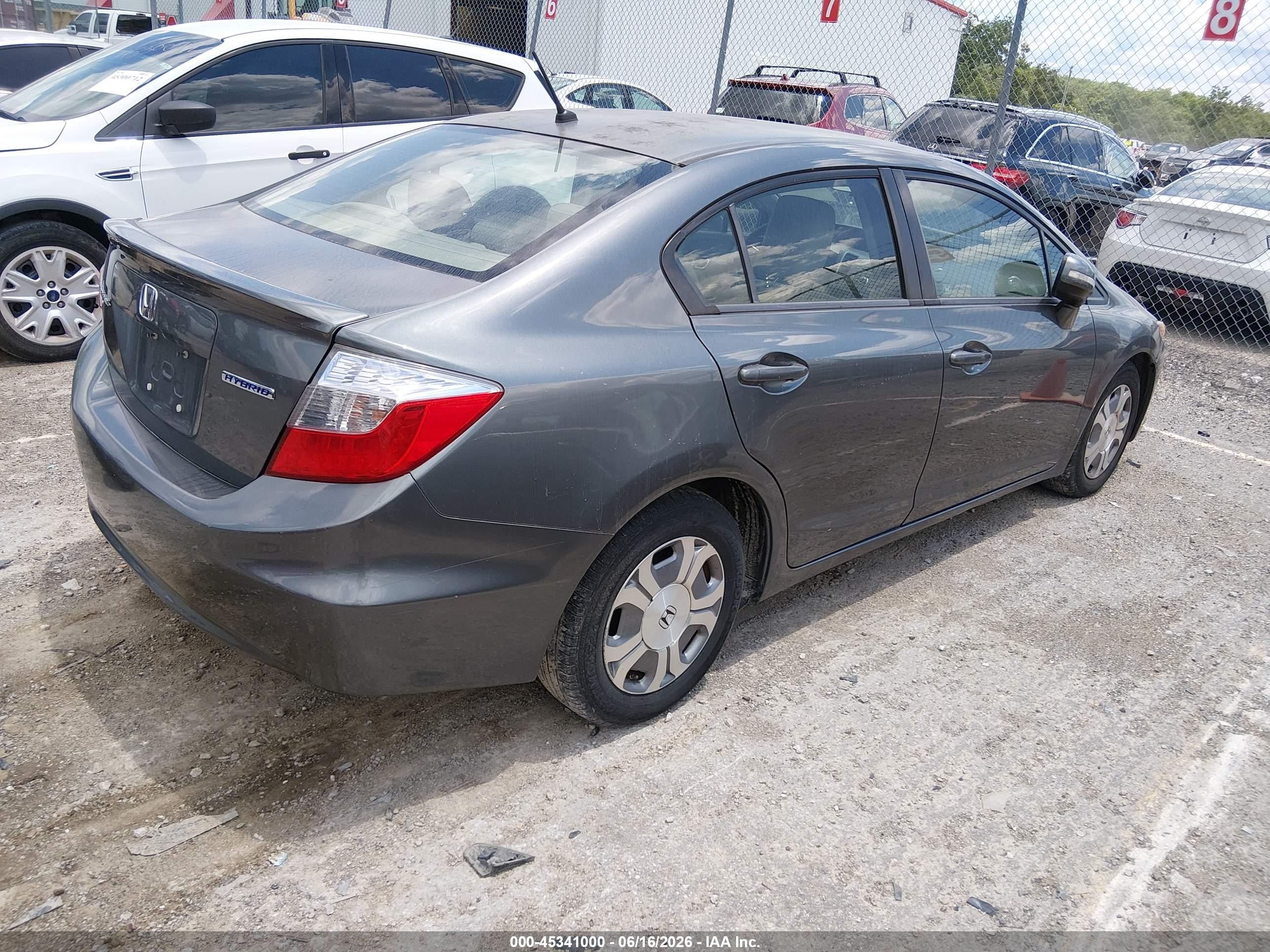 2012 Honda Civic Hybrid   Gray vin: JHMFB4F36CS002517
