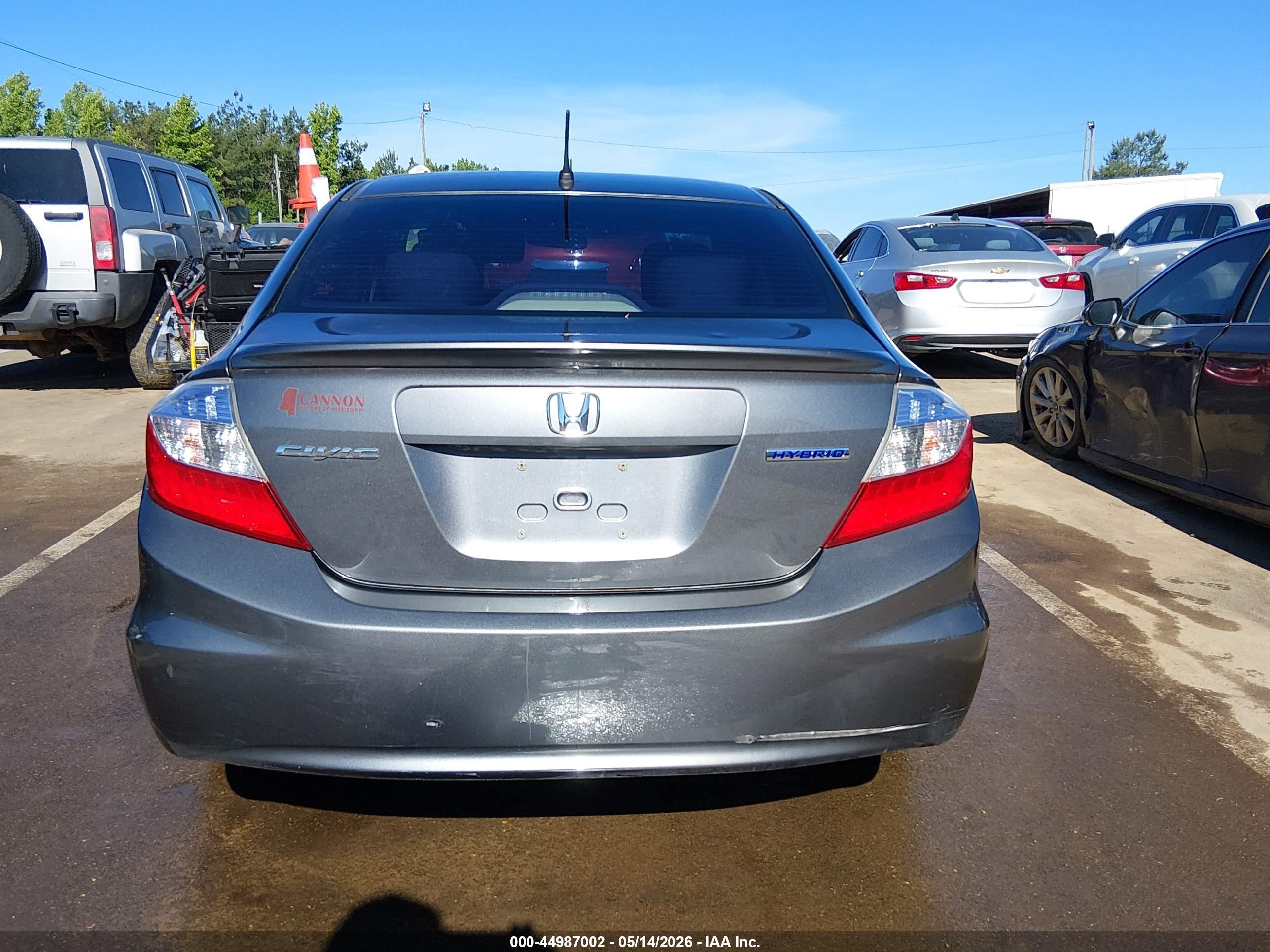 2012 Honda Civic Hybrid   Gray vin: JHMFB4F37CS005698