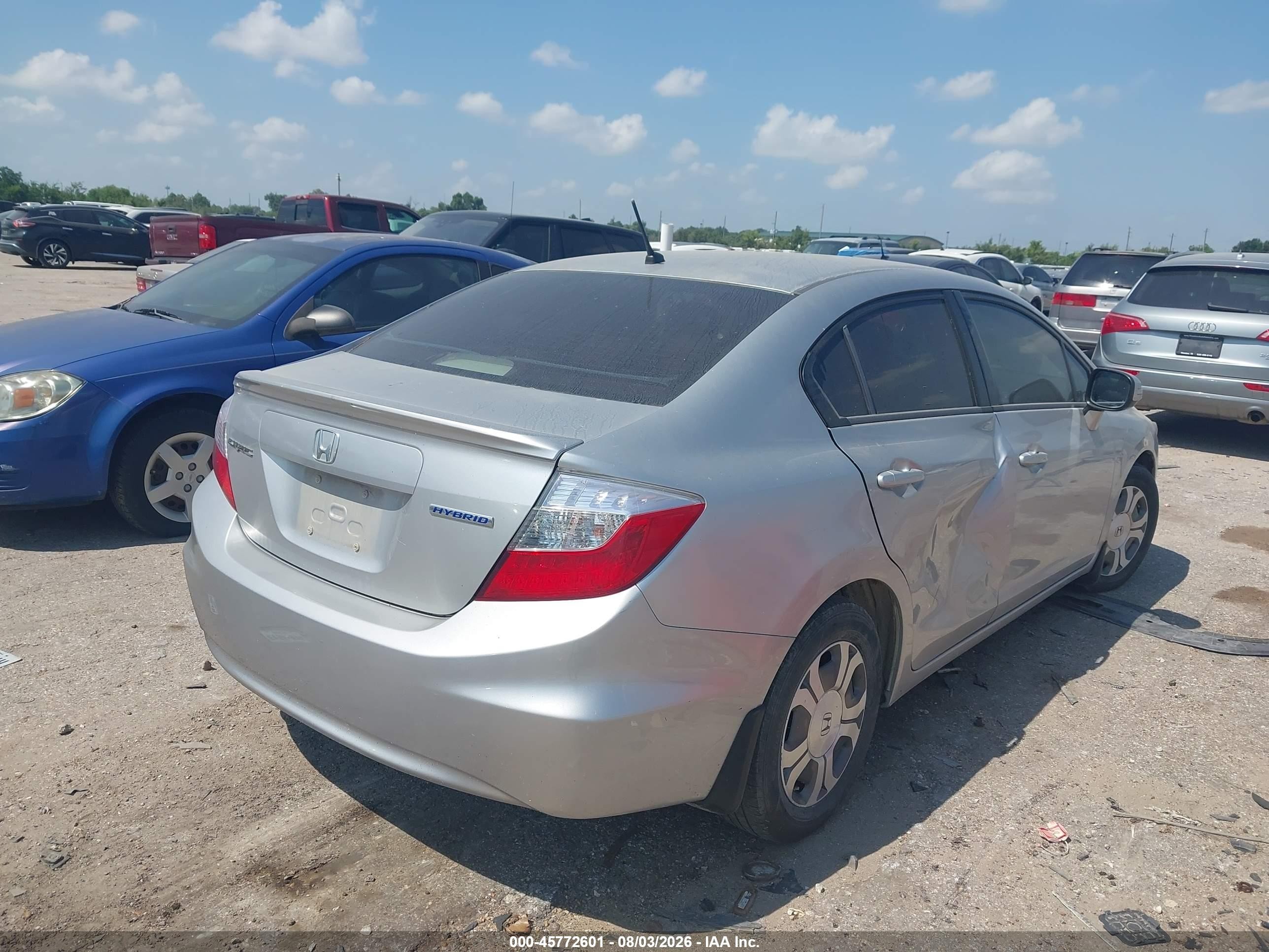 2012 Honda Civic Hybrid   Серебряный vin: JHMFB4F38CS007959