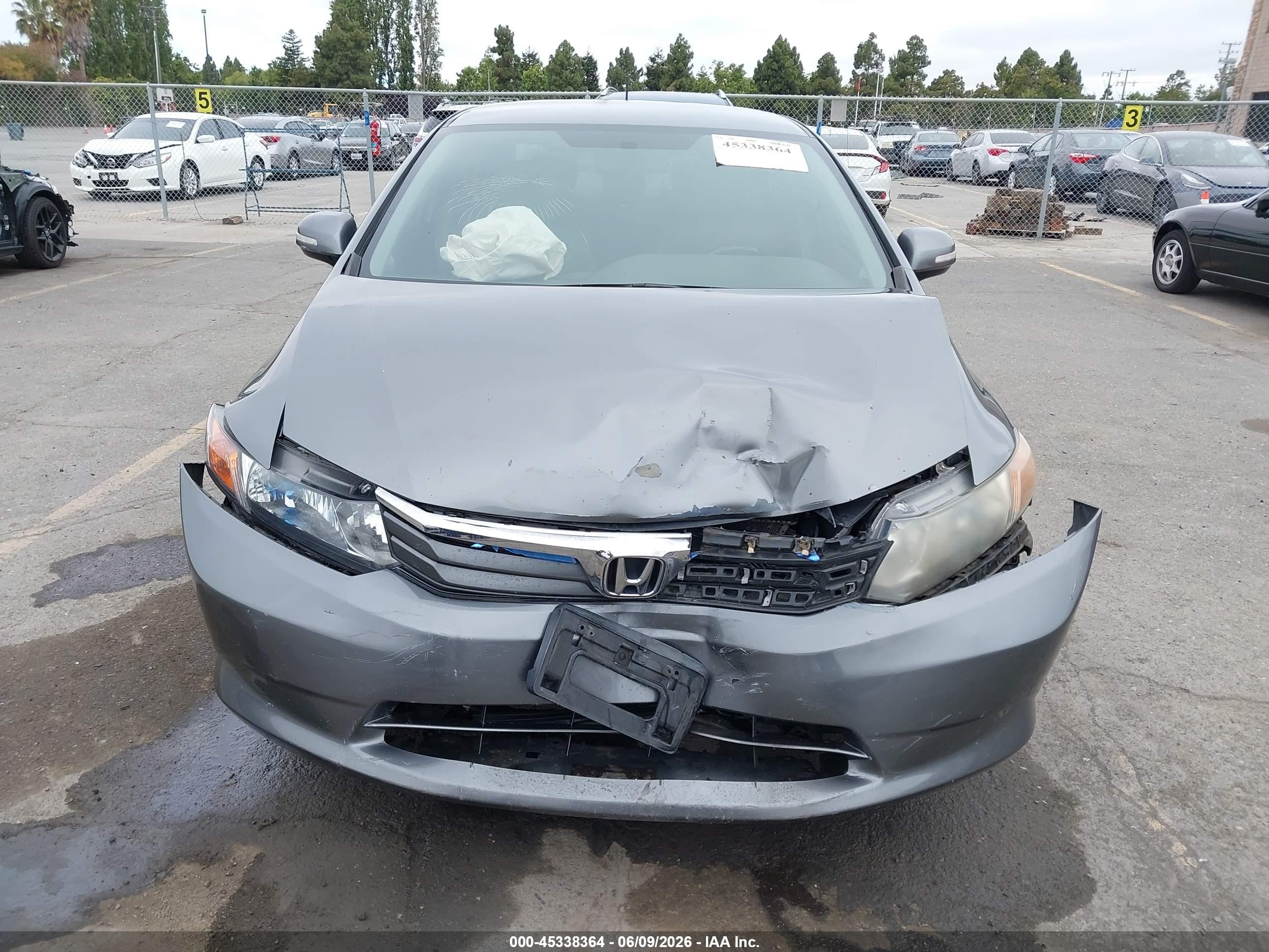 2012 Honda Civic Hybrid   Gray vin: JHMFB4F39CS010675