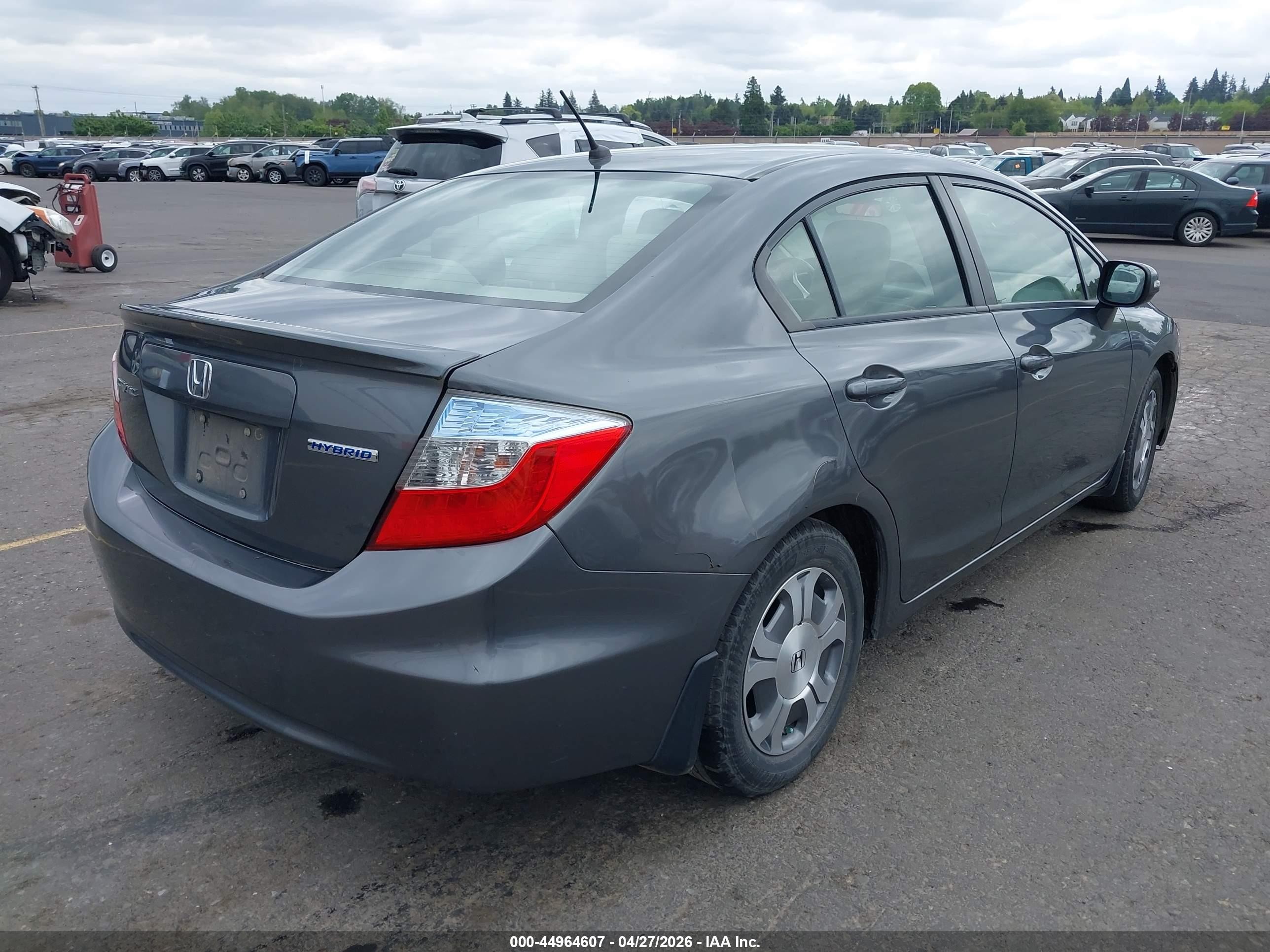 2012 Honda Civic Hybrid   Gray vin: JHMFB4F3XCS008305