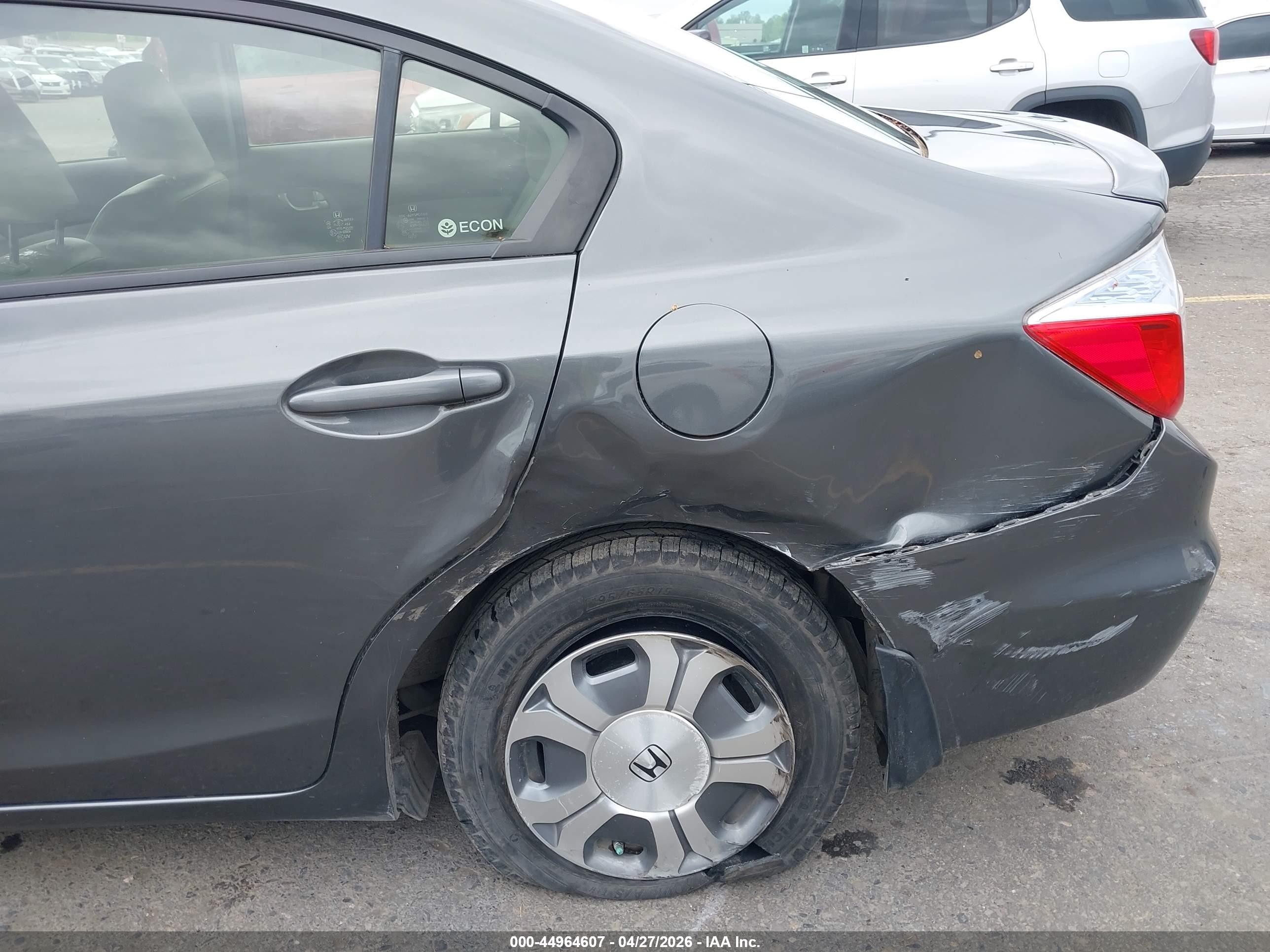 2012 Honda Civic Hybrid   Gray vin: JHMFB4F3XCS008305