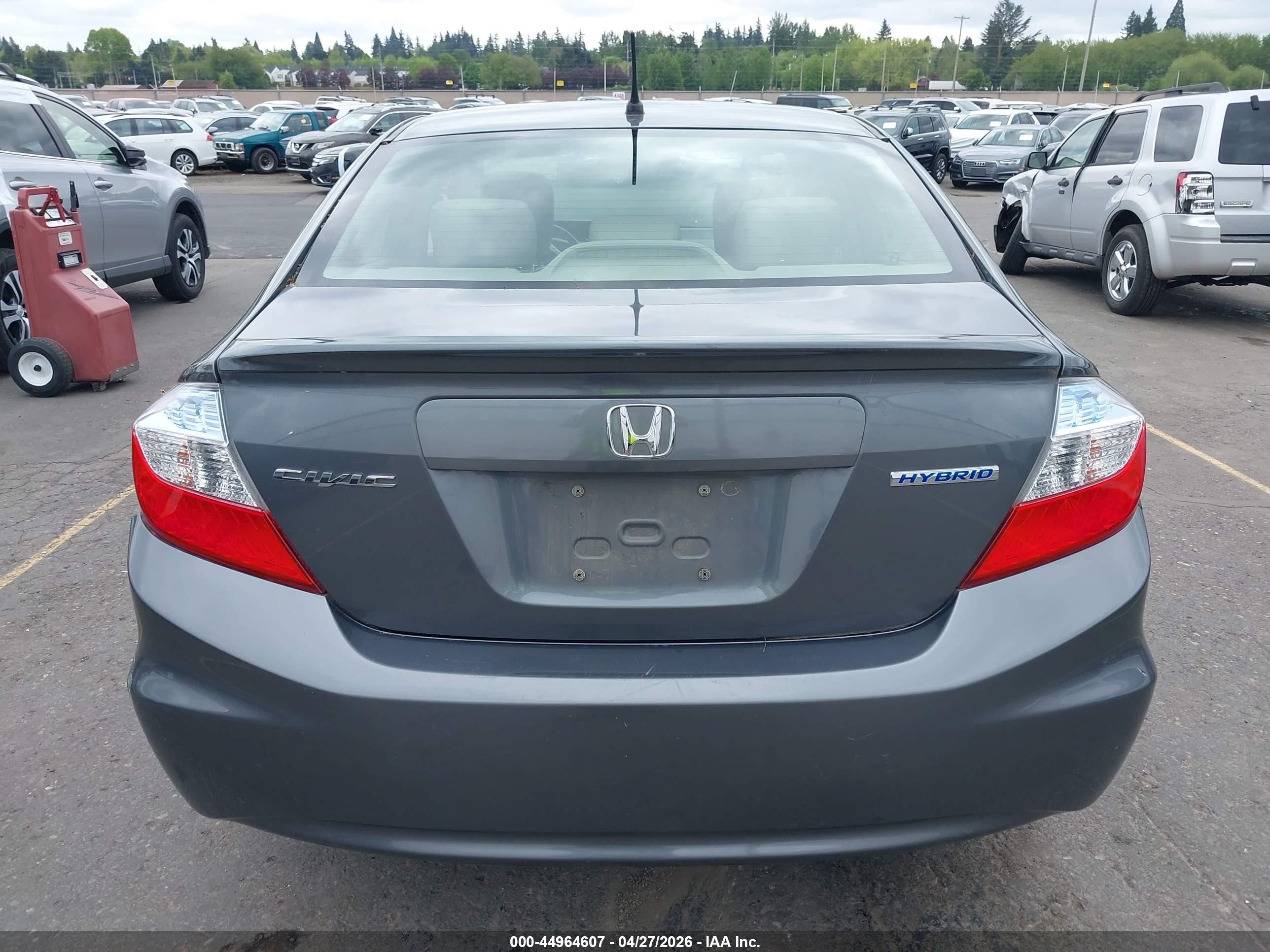 2012 Honda Civic Hybrid   Gray vin: JHMFB4F3XCS008305