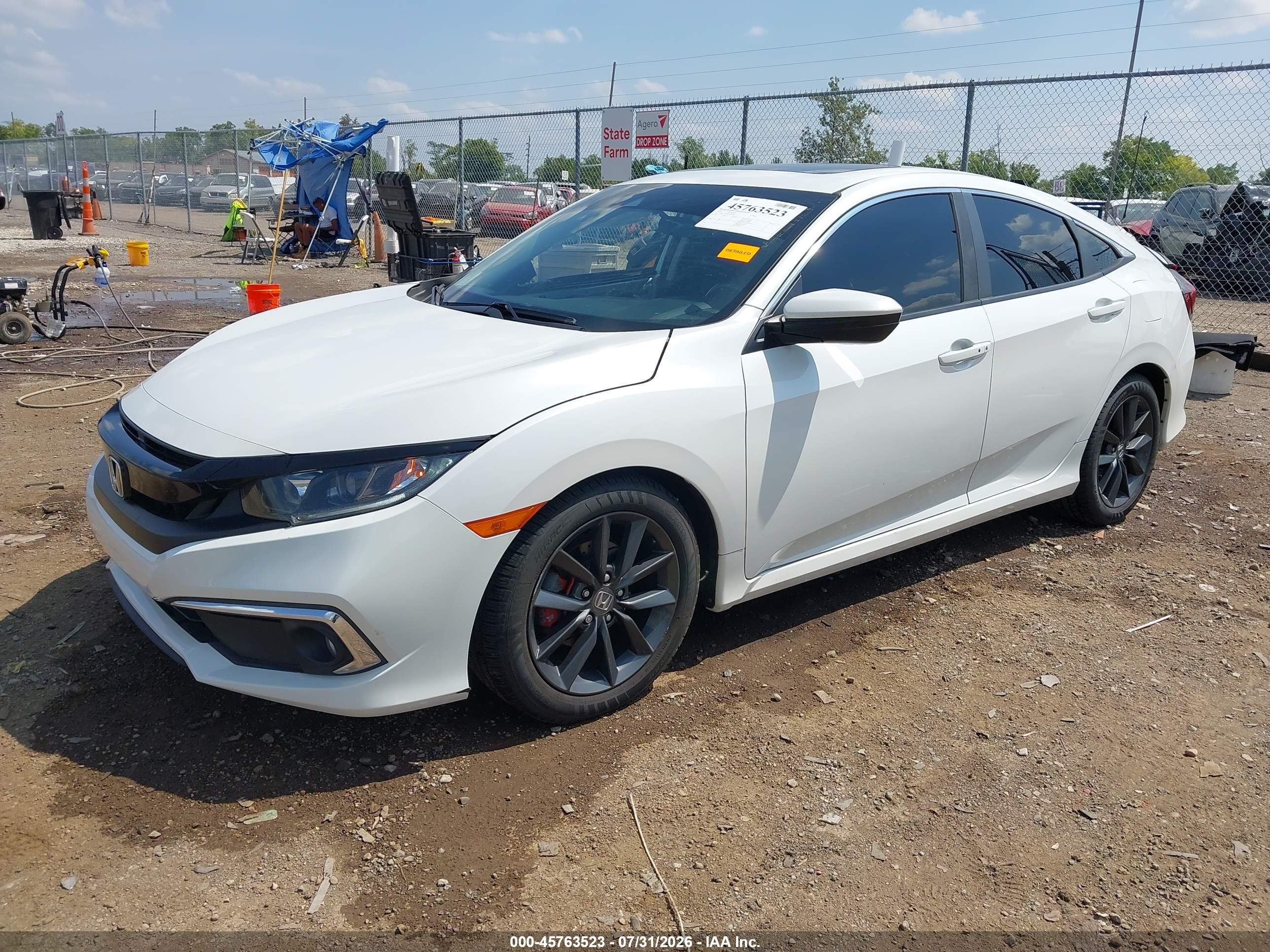 2019 Honda Civic Ex White vin: JHMFC1F32KX006545
