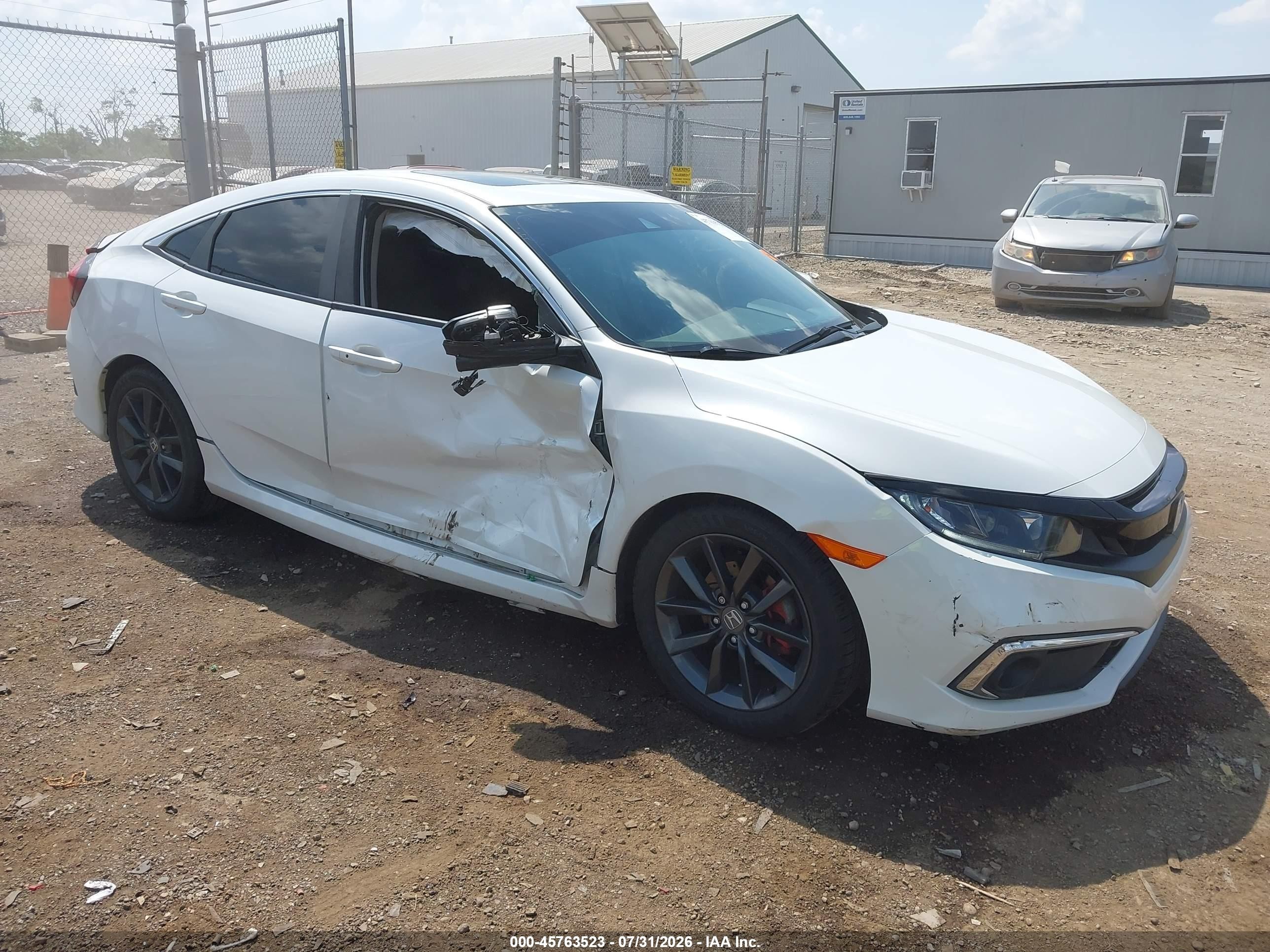 2019 Honda Civic Ex White vin: JHMFC1F32KX006545