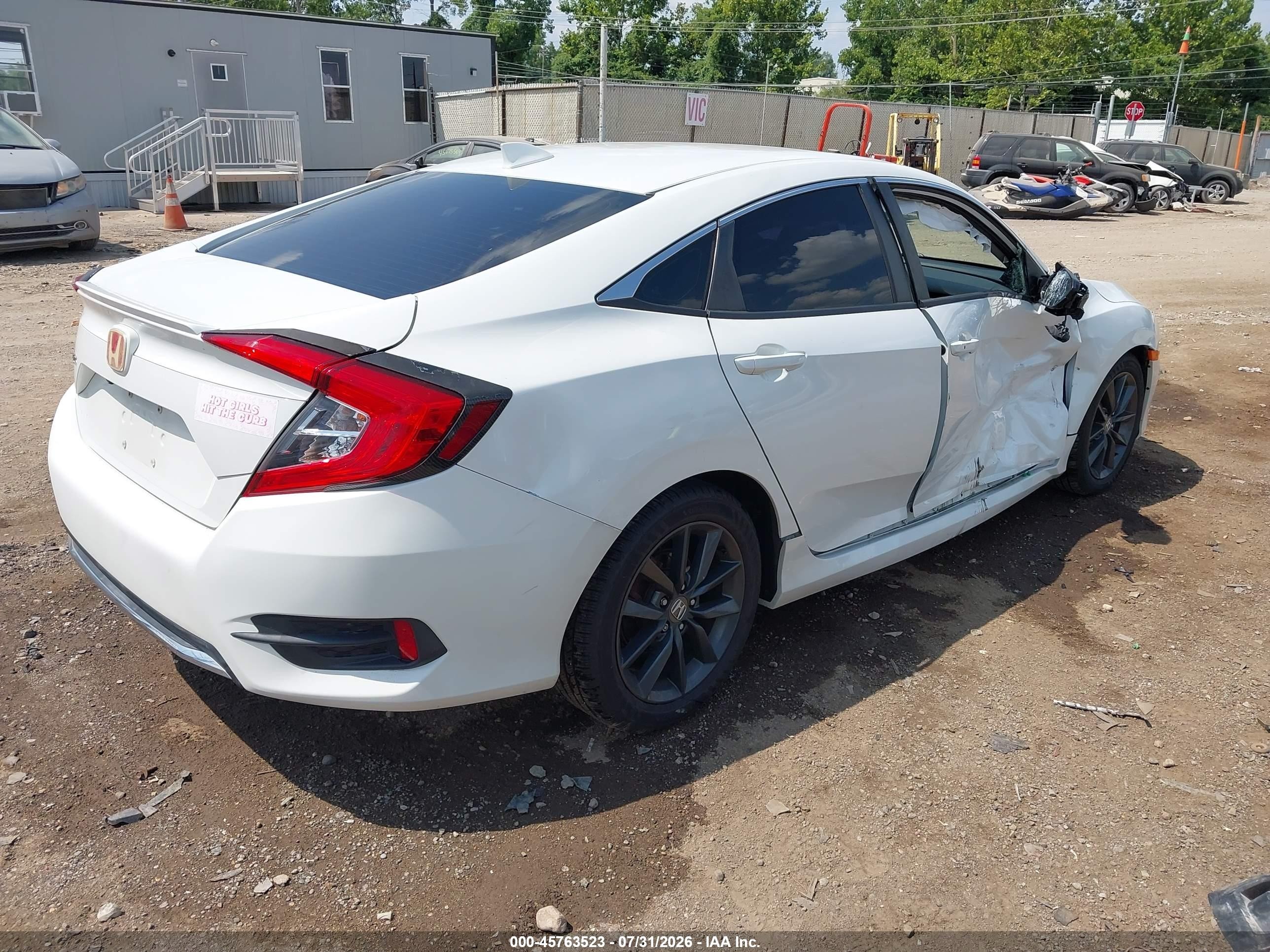 2019 Honda Civic Ex White vin: JHMFC1F32KX006545