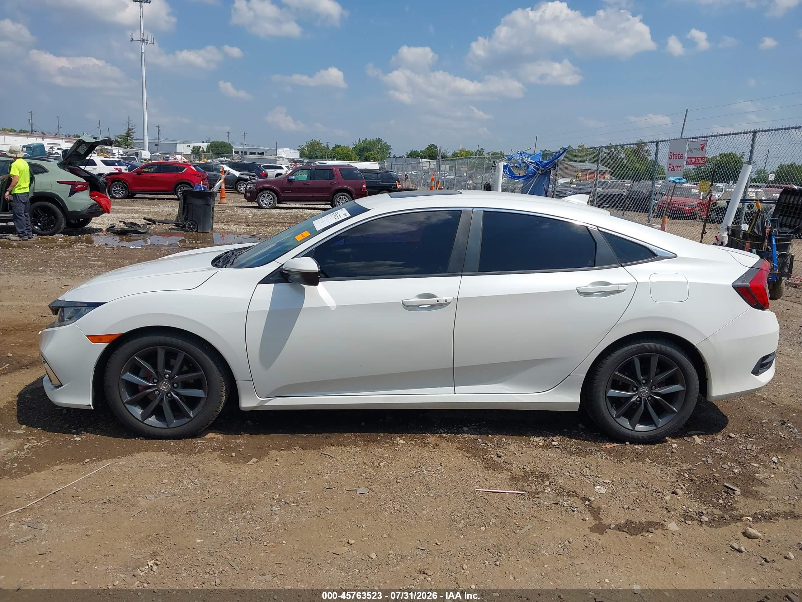 2019 Honda Civic Ex White vin: JHMFC1F32KX006545
