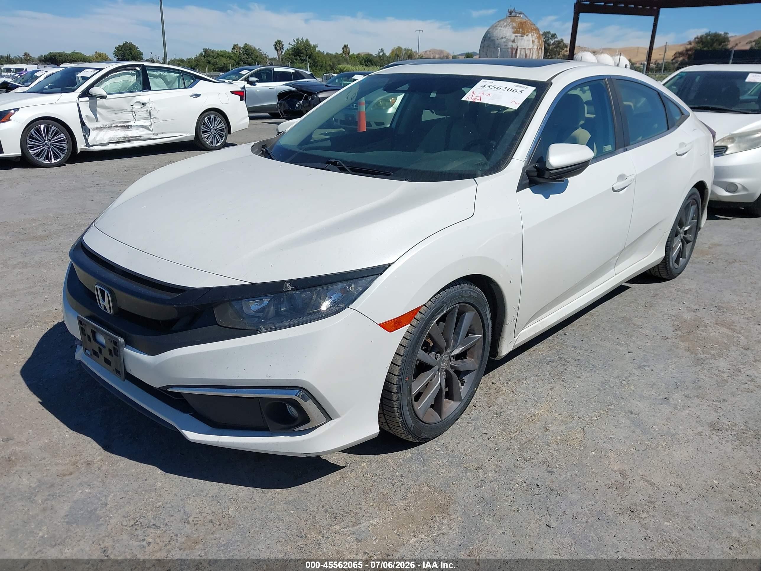 2019 Honda Civic Ex White vin: JHMFC1F36KX002790