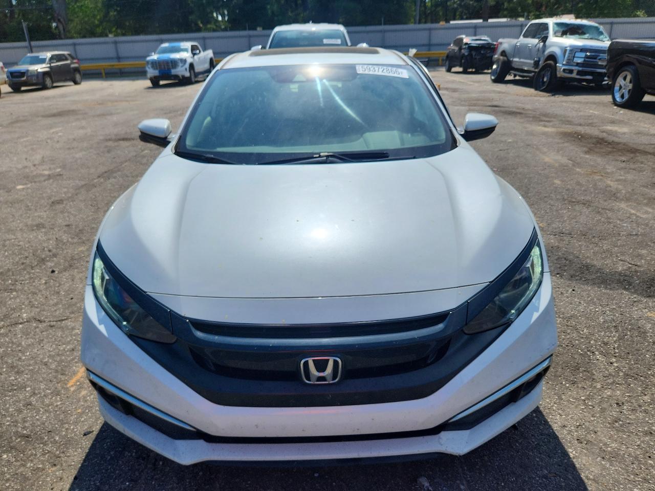 2019 Honda Civic Exl White vin: JHMFC1F7XKX010331