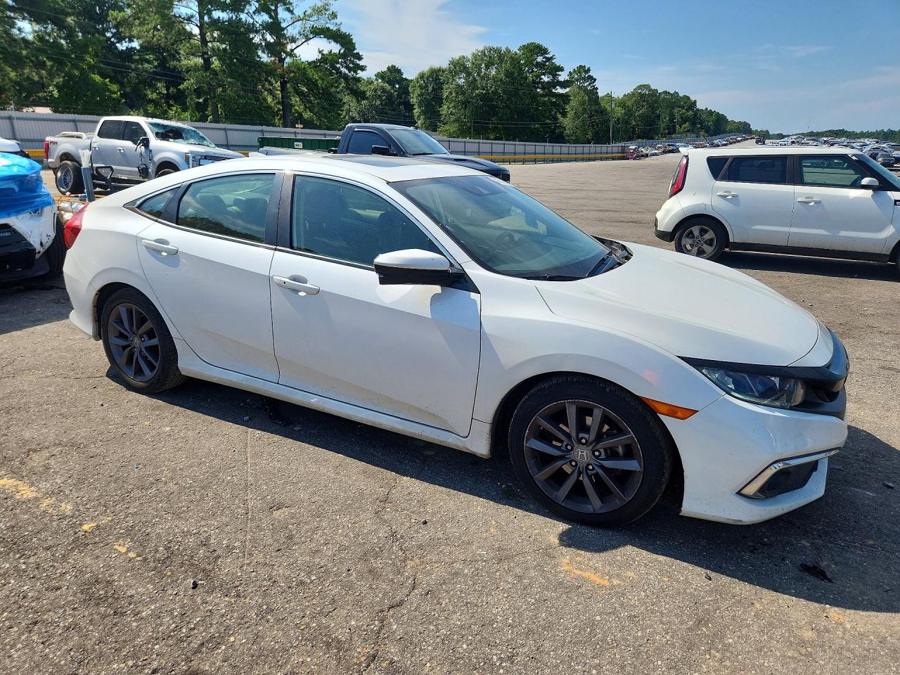 2019 Honda Civic Exl White vin: JHMFC1F7XKX010331