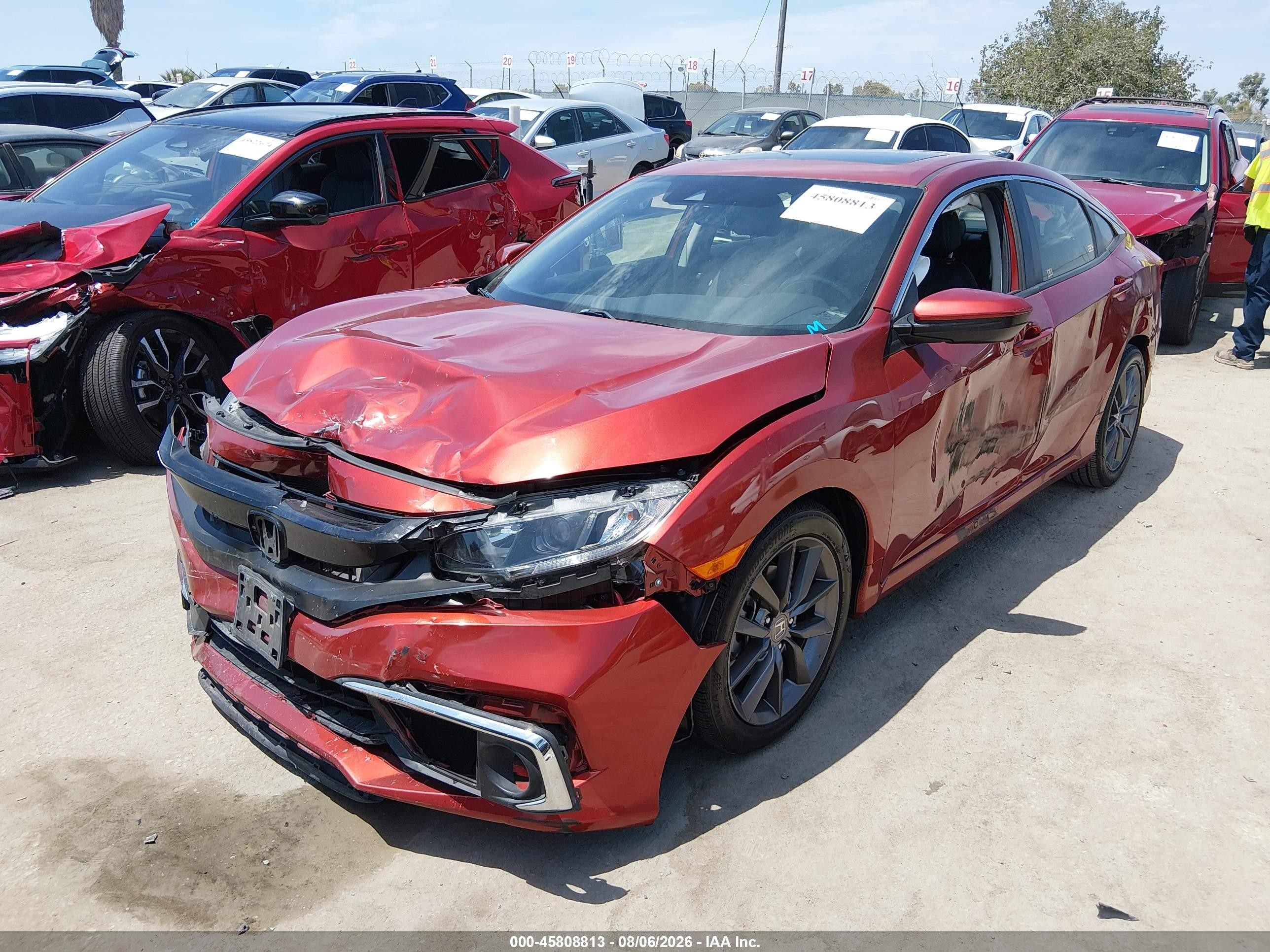 2019 Honda Civic Ex-l Orange vin: JHMFC1F7XKX014346