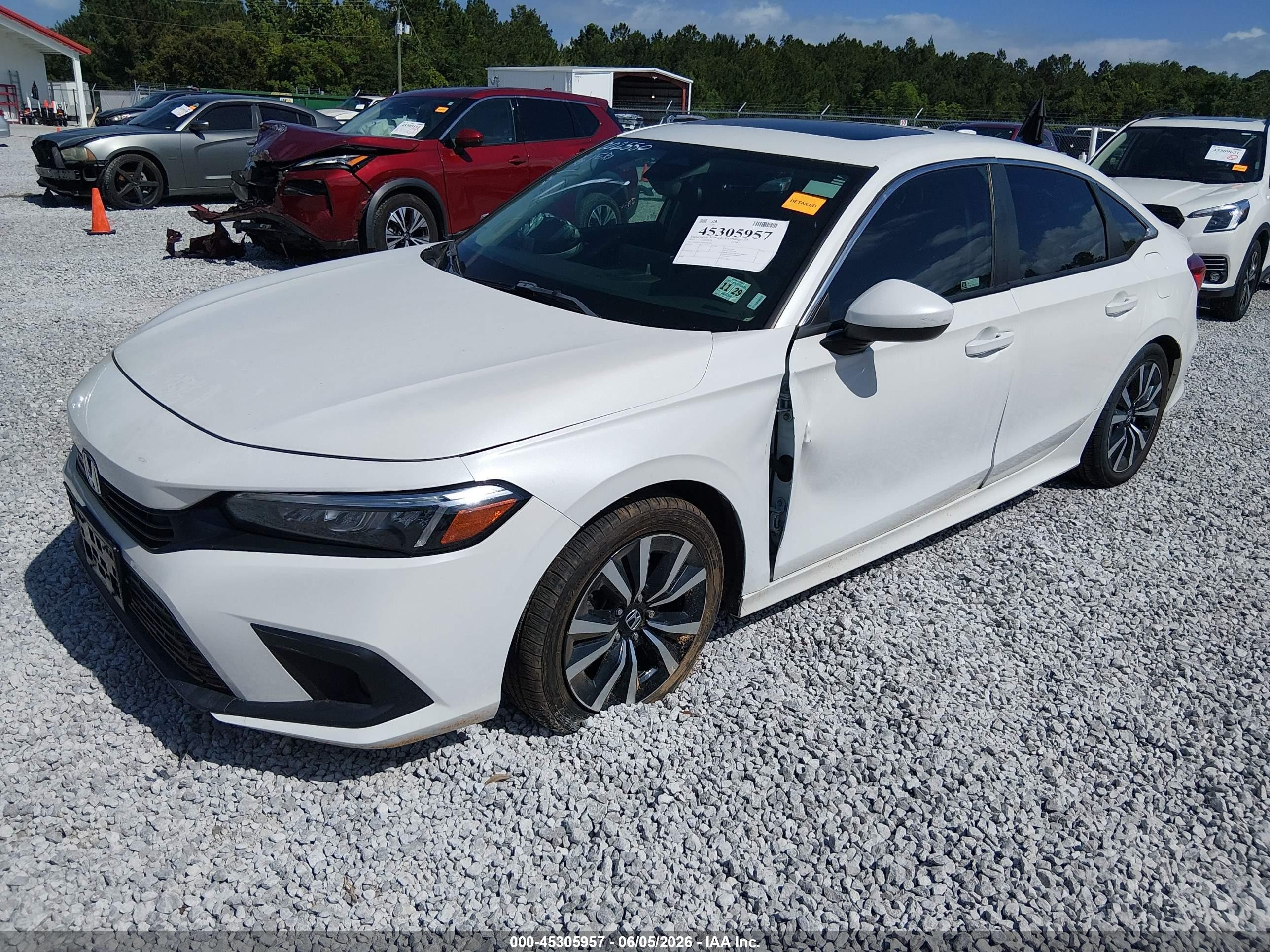 2022 Honda Civic Ex White vin: JHMFE1F76NX002550