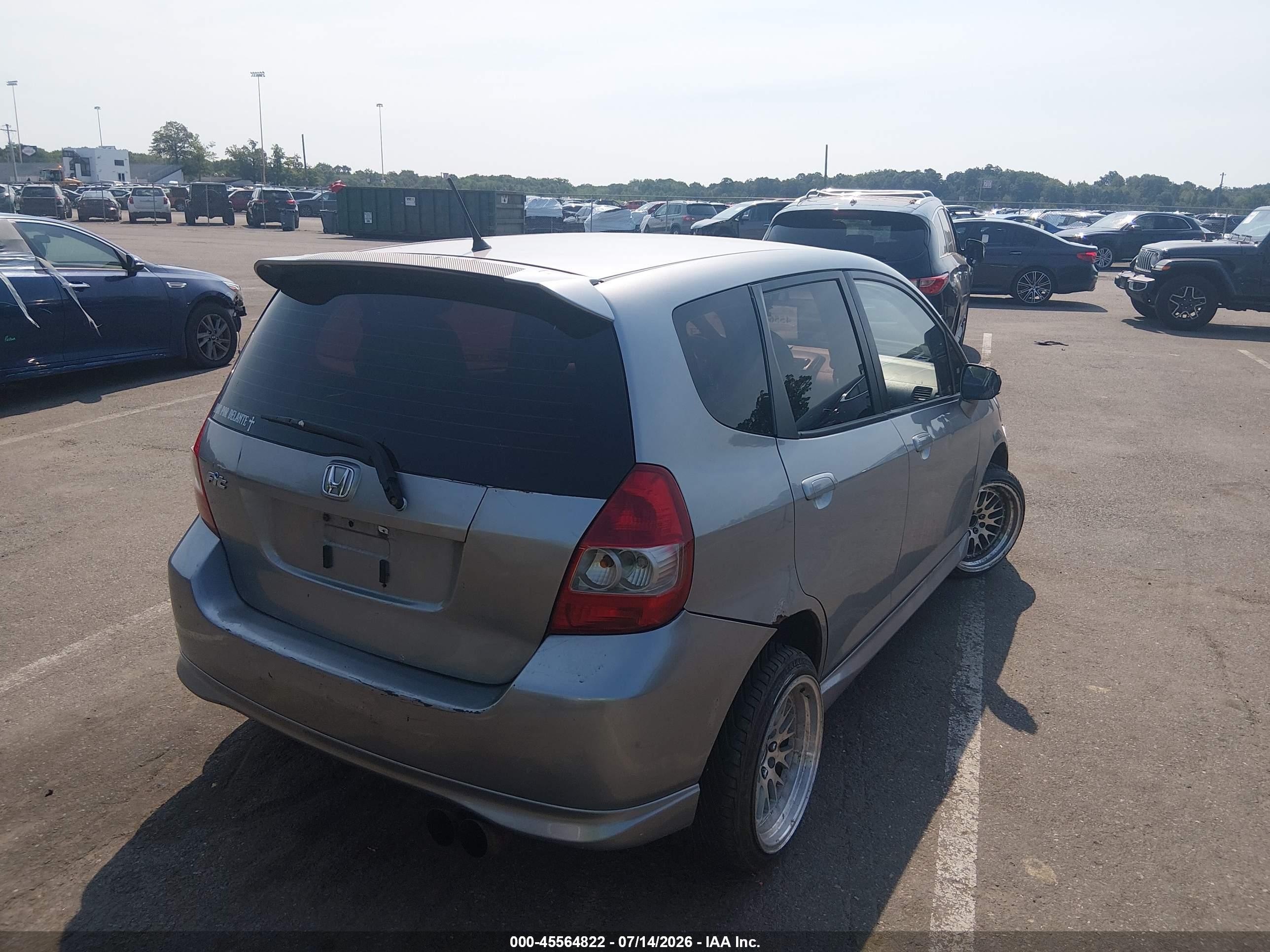 2007 Honda Fit Sport Gray vin: JHMGD37617S017465