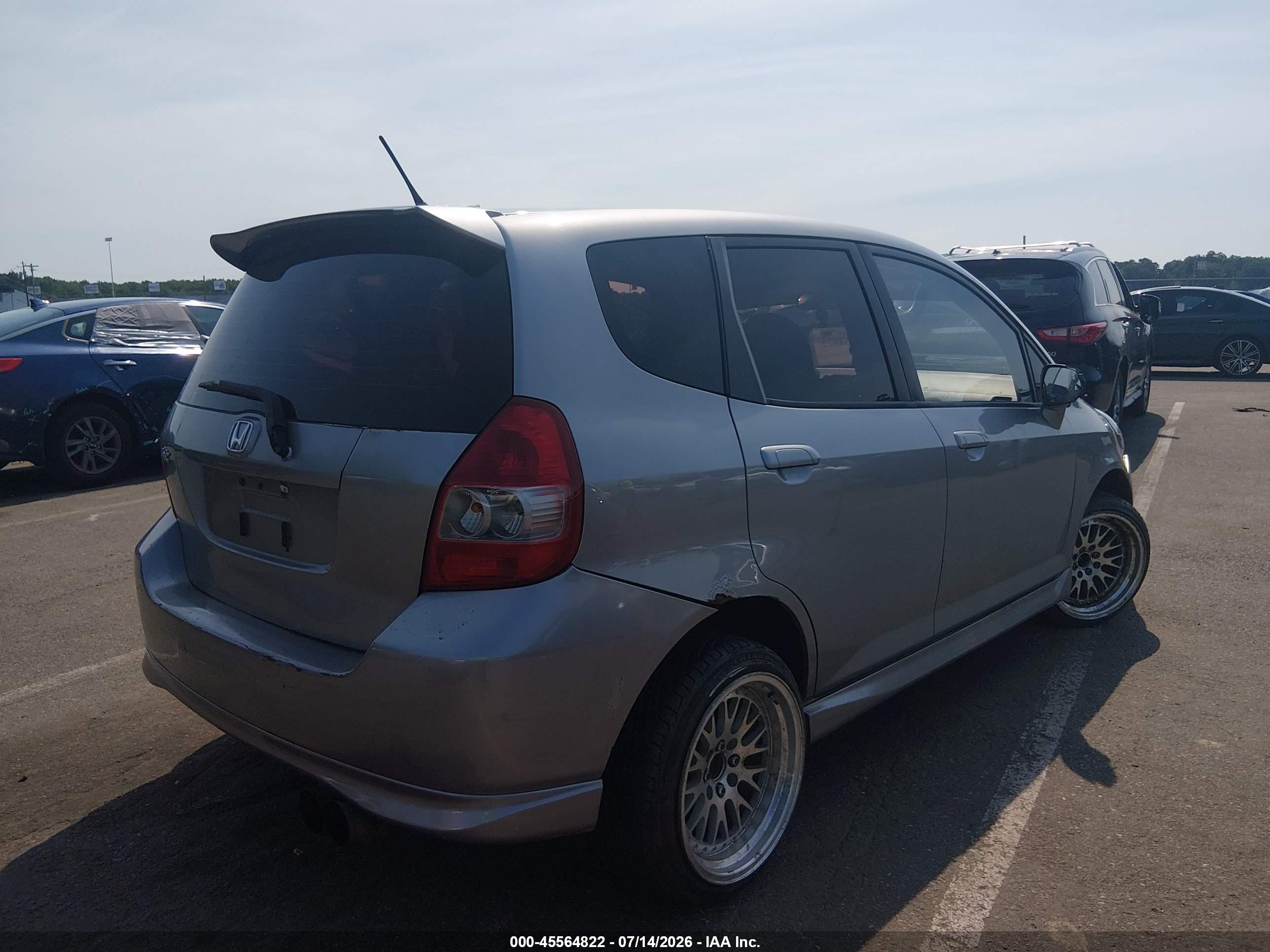 2007 Honda Fit Sport Gray vin: JHMGD37617S017465