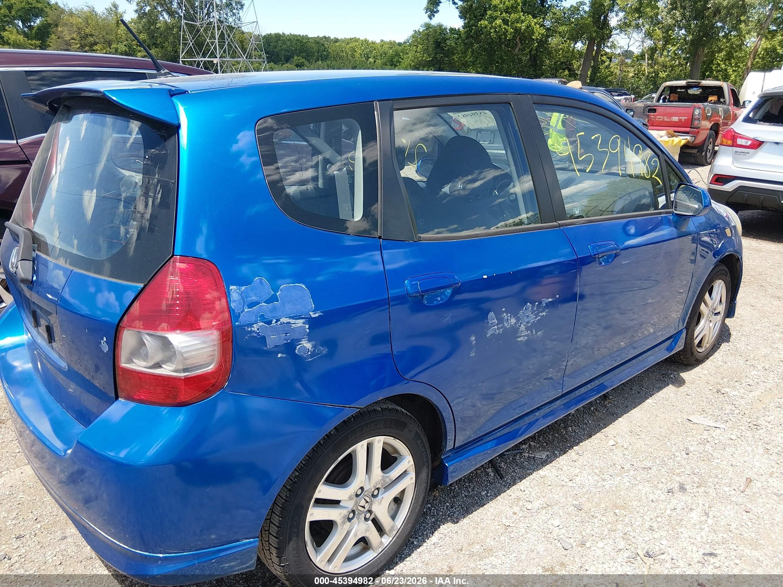 2007 Honda Fit Sport Blue vin: JHMGD37627S023601