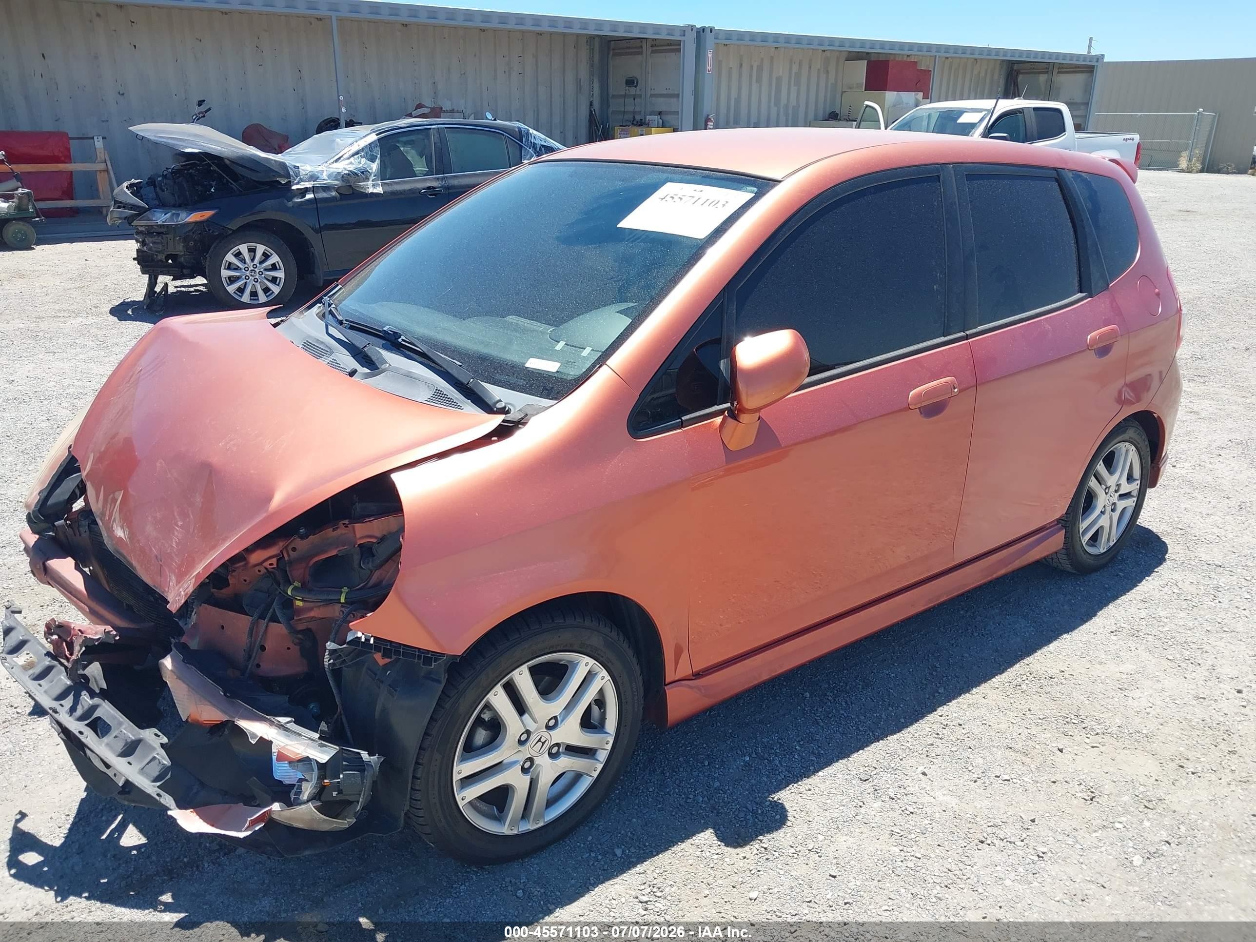 2007 Honda Fit Sport Orange vin: JHMGD37627S053021