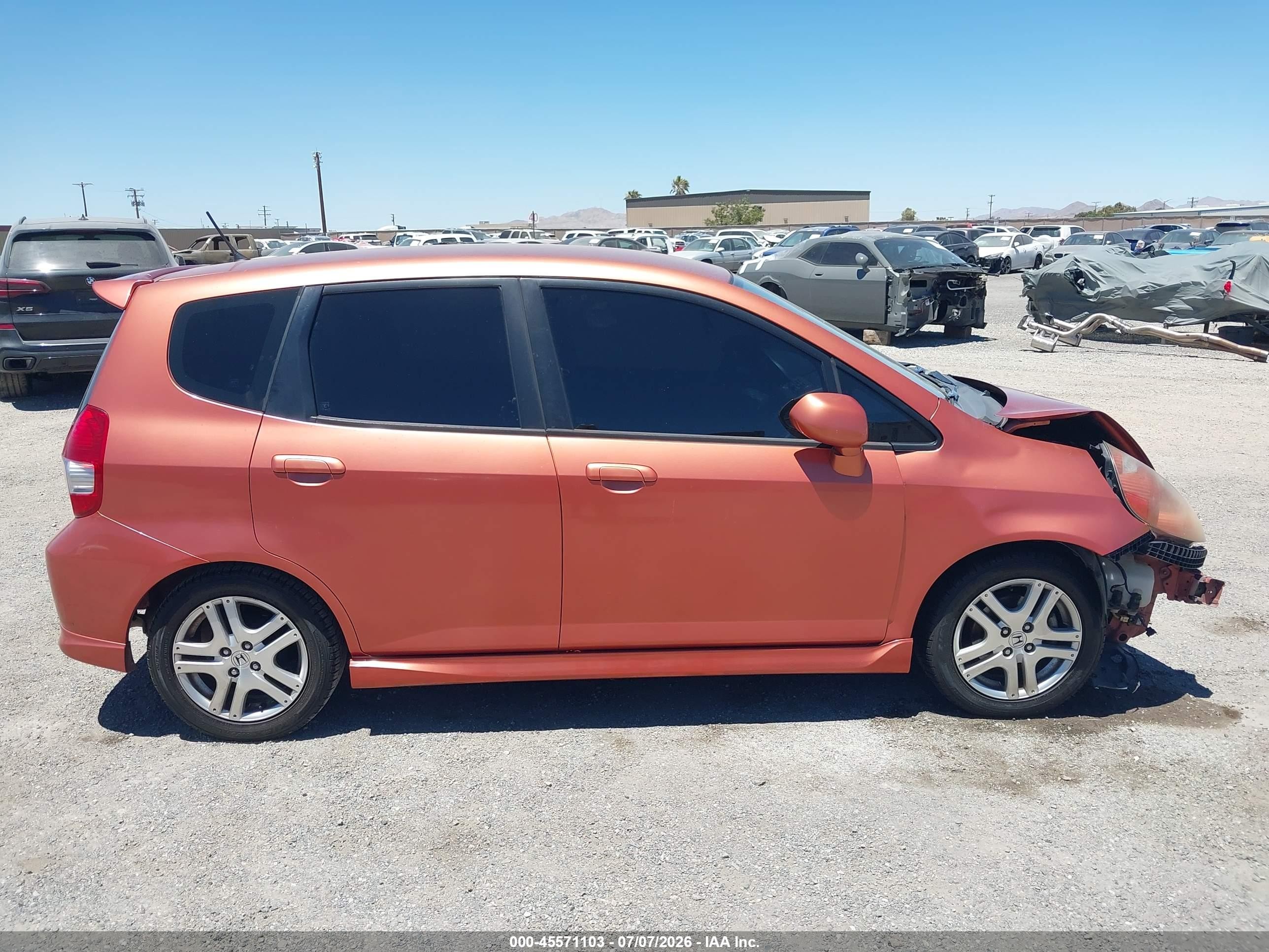 2007 Honda Fit Sport Orange vin: JHMGD37627S053021