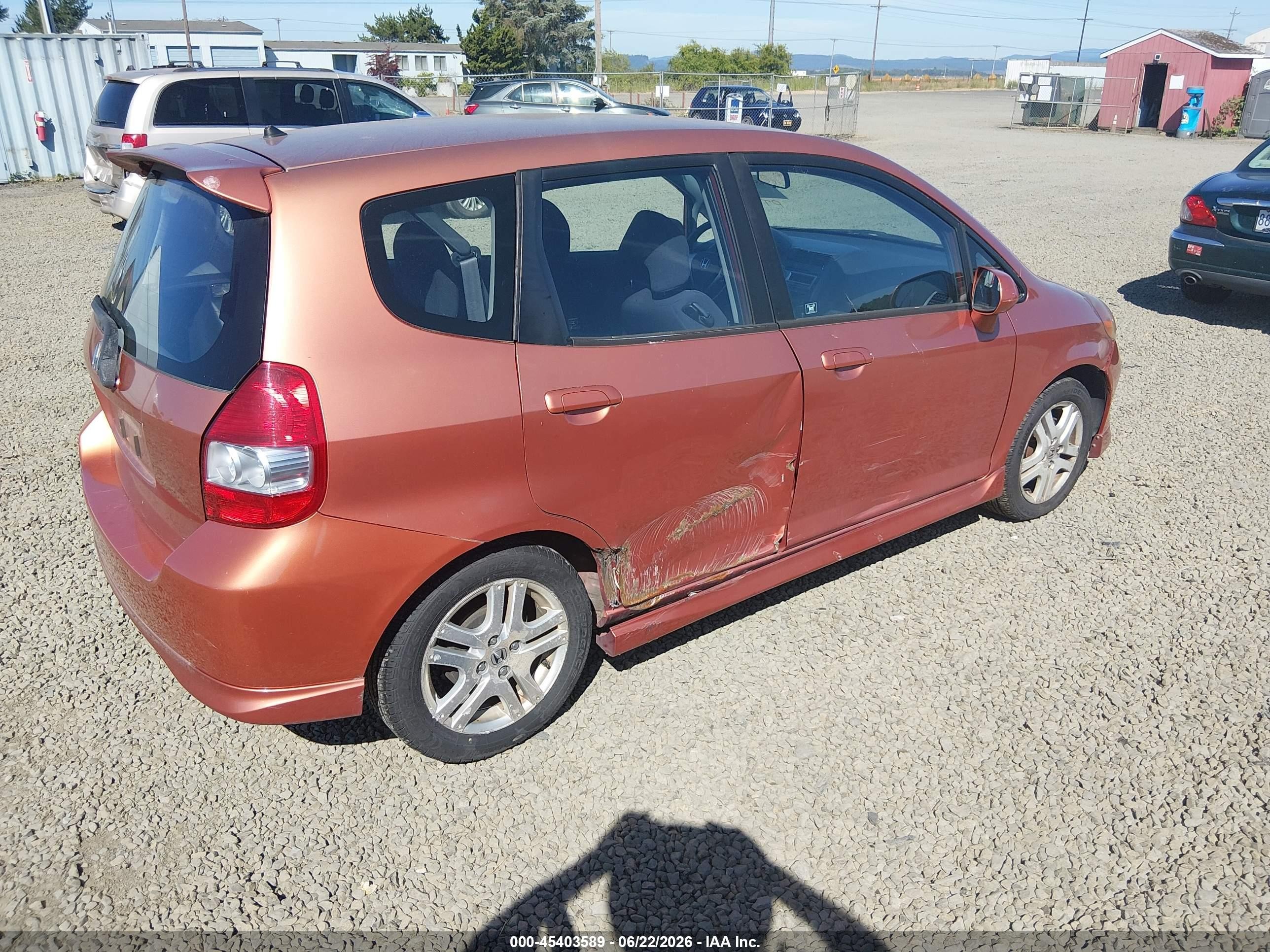 2007 Honda Fit Sport Orange vin: JHMGD37627S065282