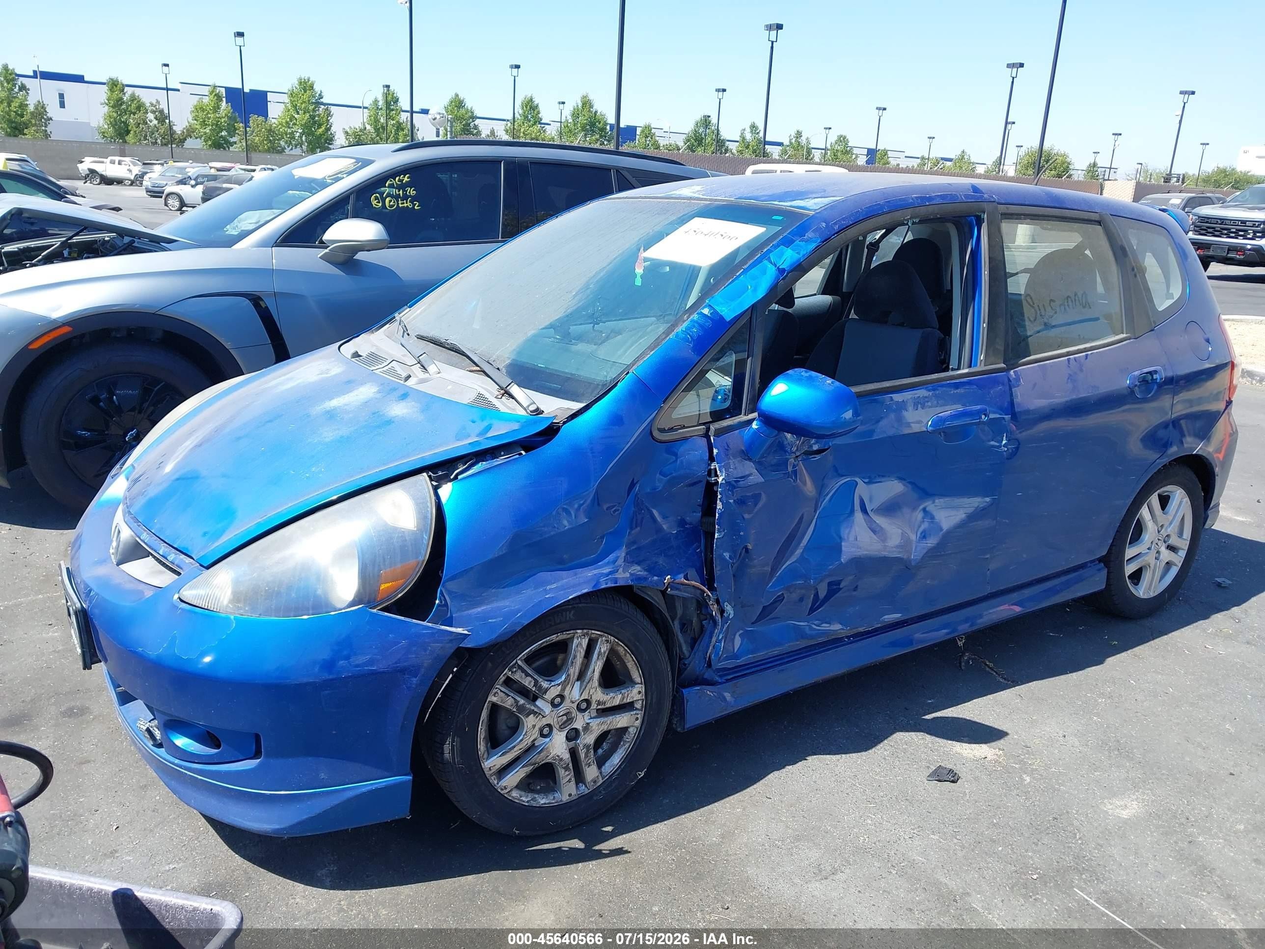 2008 Honda Fit Sport Blue vin: JHMGD37628S003334