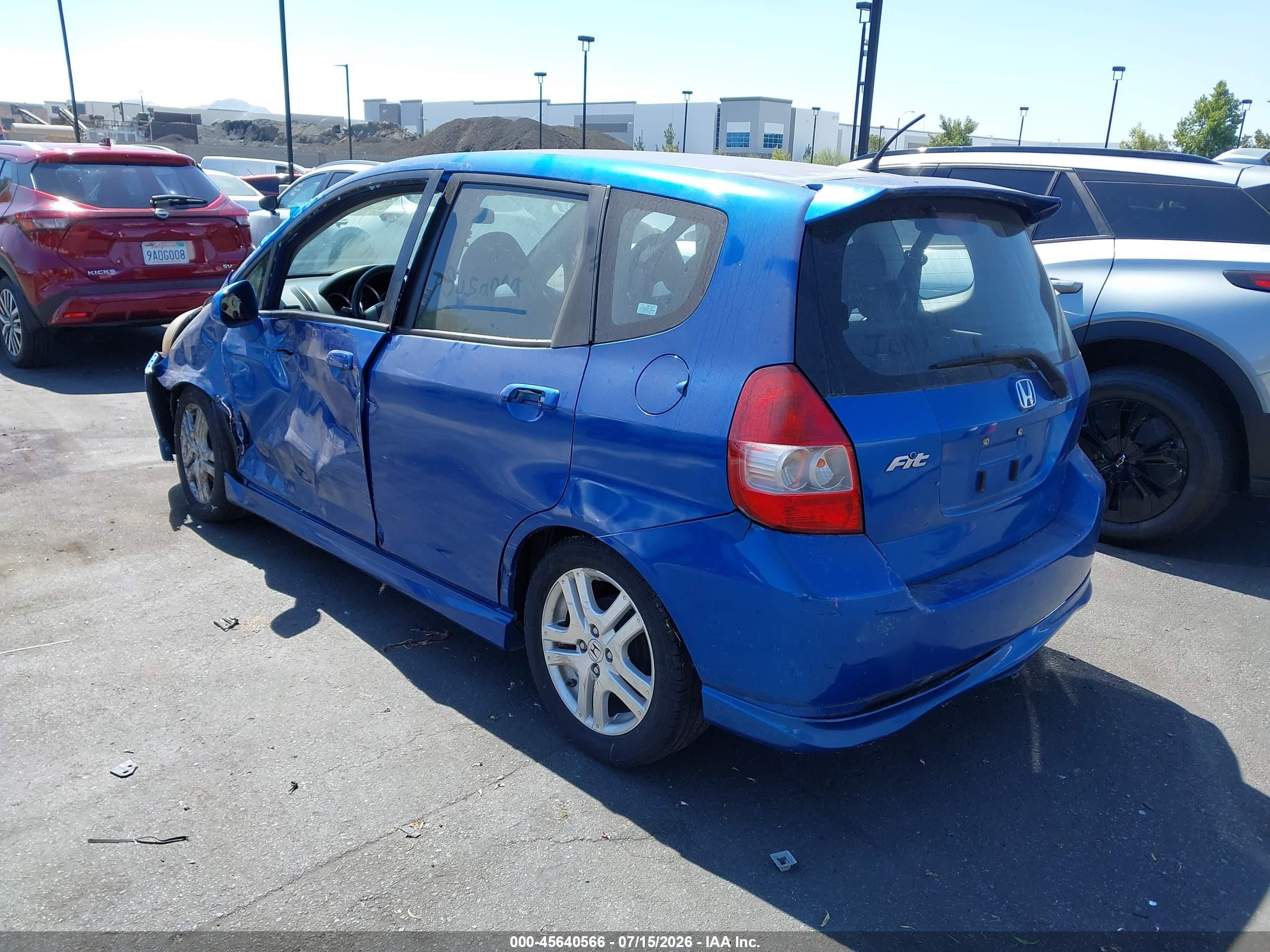 2008 Honda Fit Sport Blue vin: JHMGD37628S003334