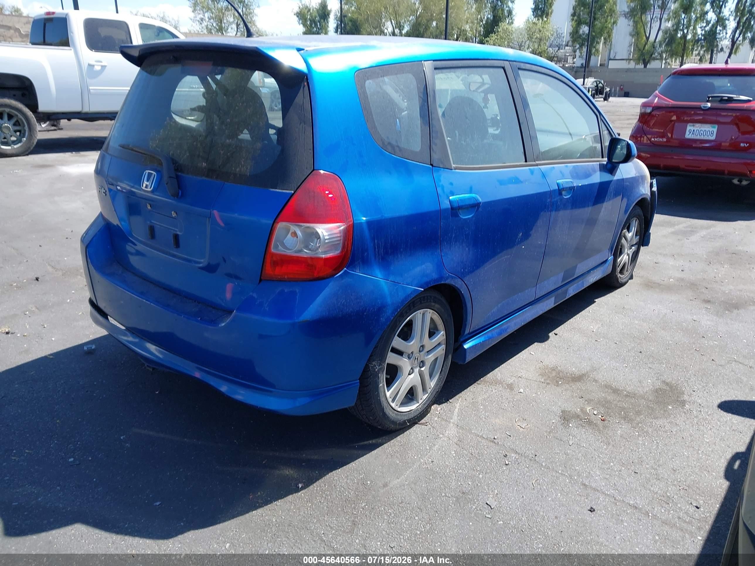 2008 Honda Fit Sport Blue vin: JHMGD37628S003334