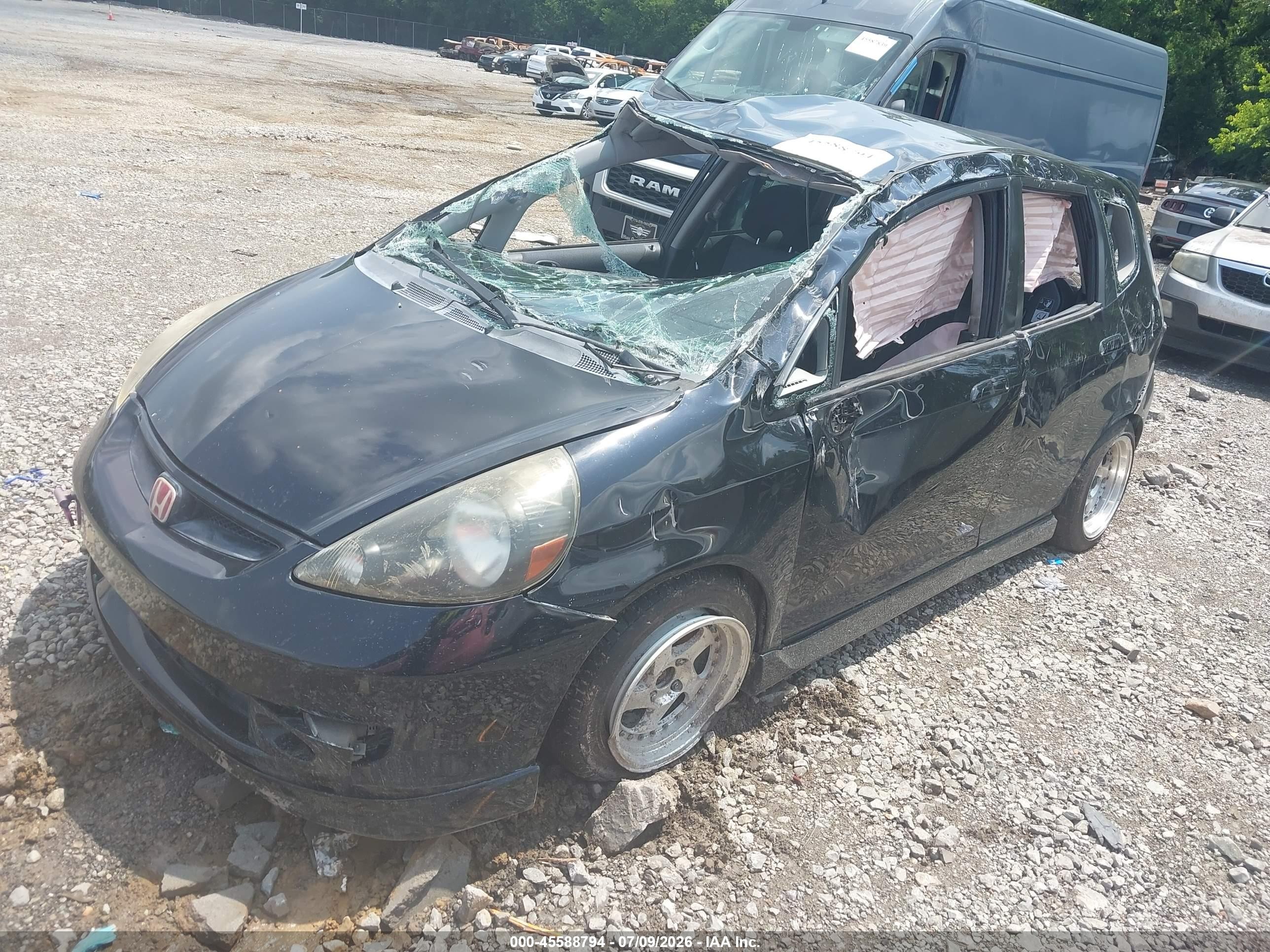 2007 Honda Fit Sport Черный vin: JHMGD37657S036181