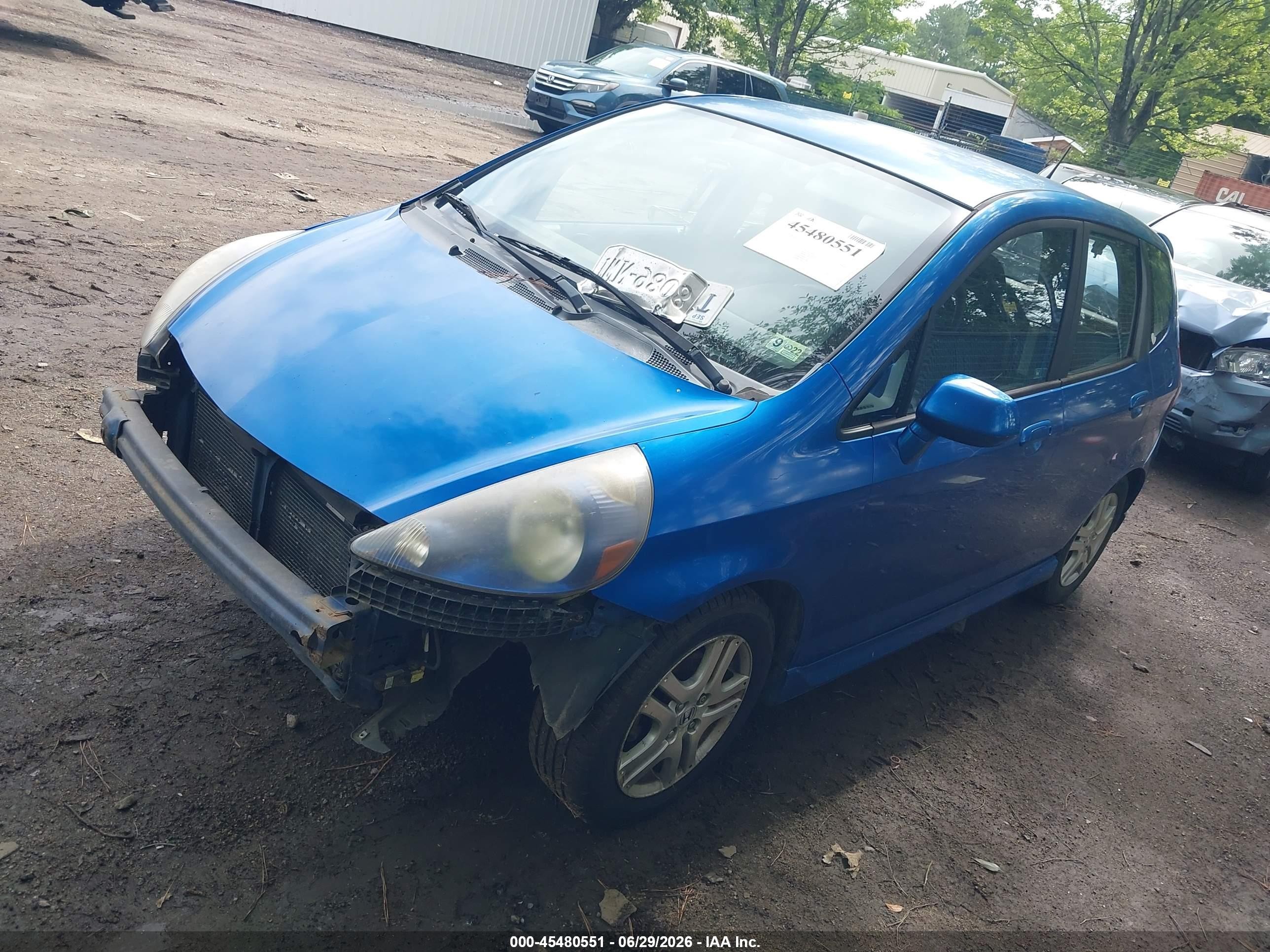 2007 Honda Fit Sport Blue vin: JHMGD37657S048718