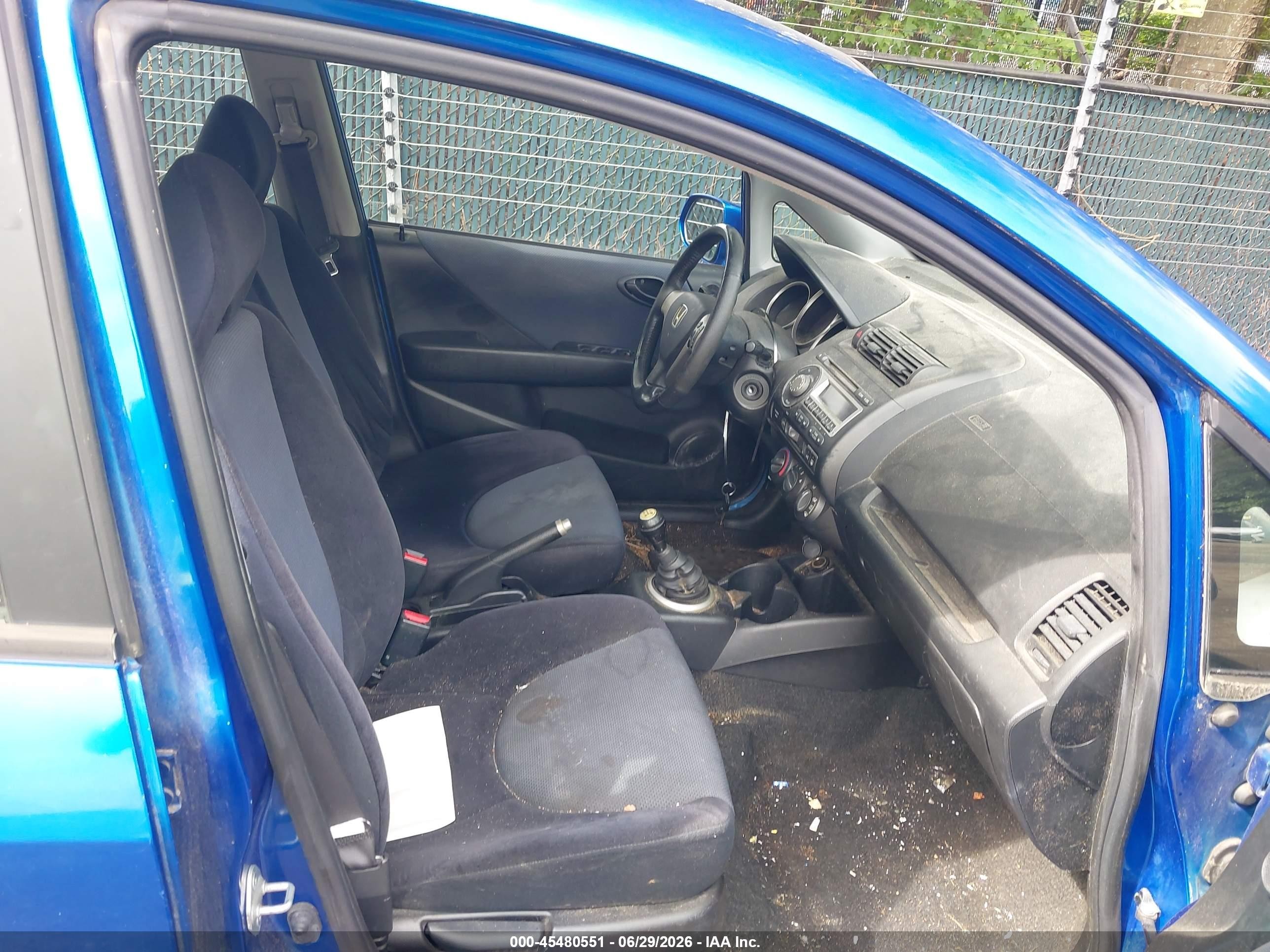 2007 Honda Fit Sport Blue vin: JHMGD37657S048718