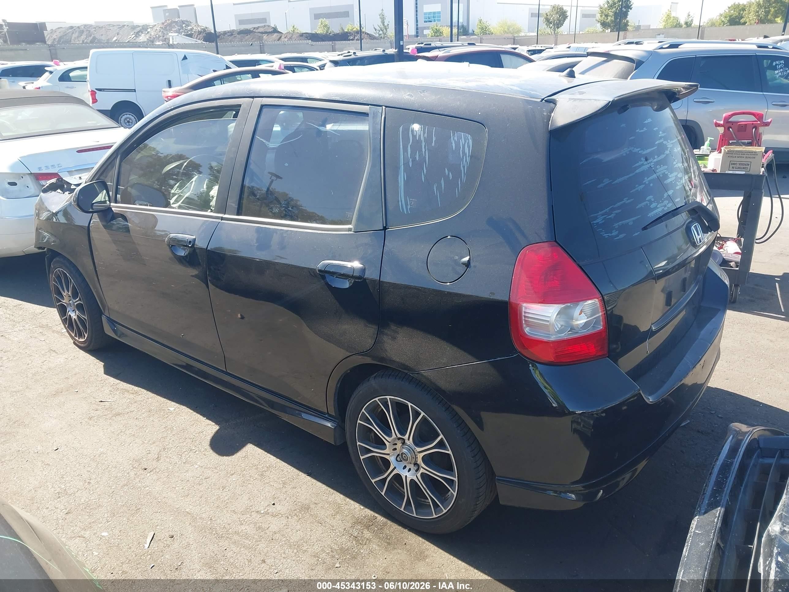 2007 Honda Fit Sport Black vin: JHMGD37657S061677
