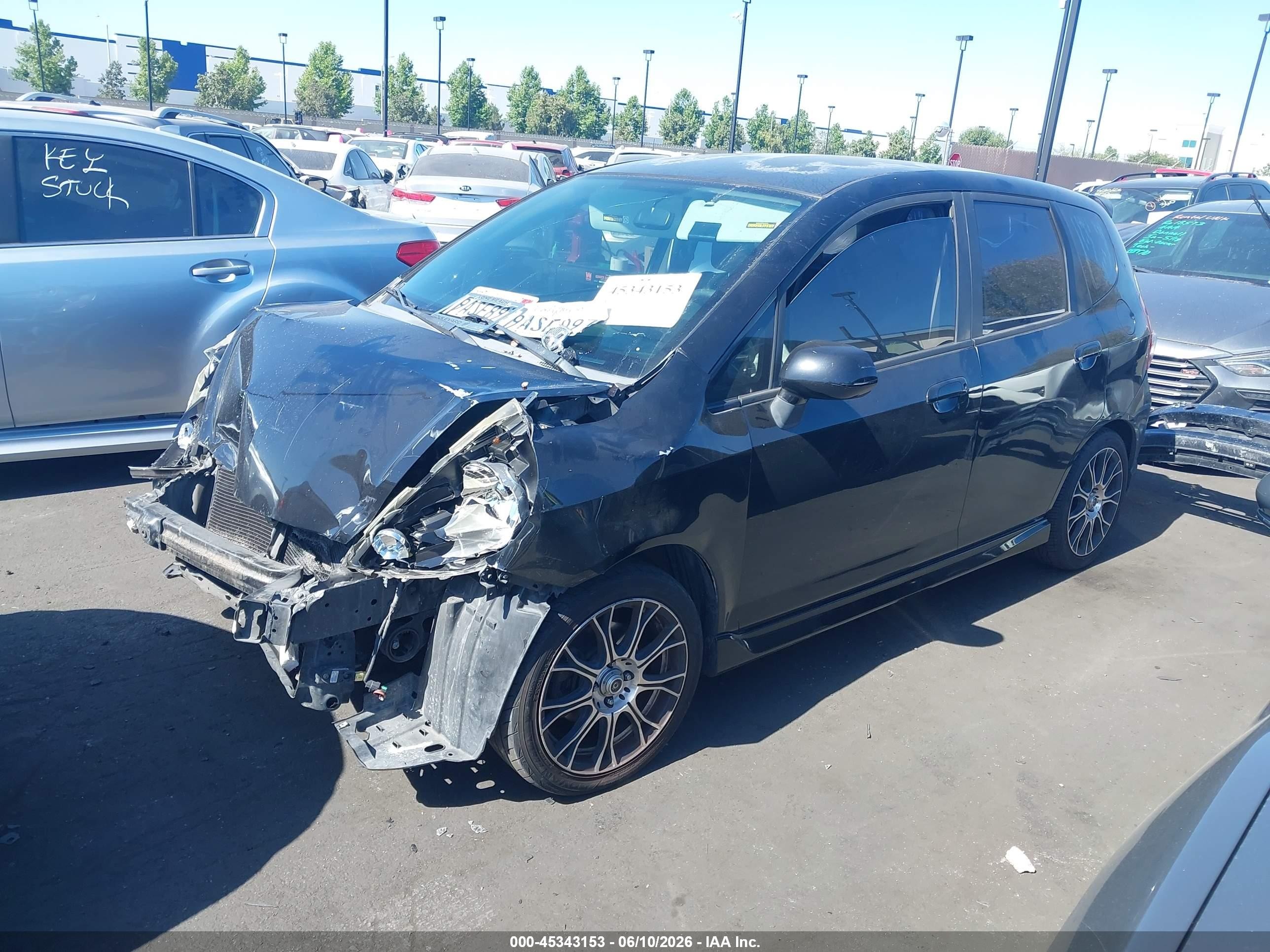 2007 Honda Fit Sport Black vin: JHMGD37657S061677