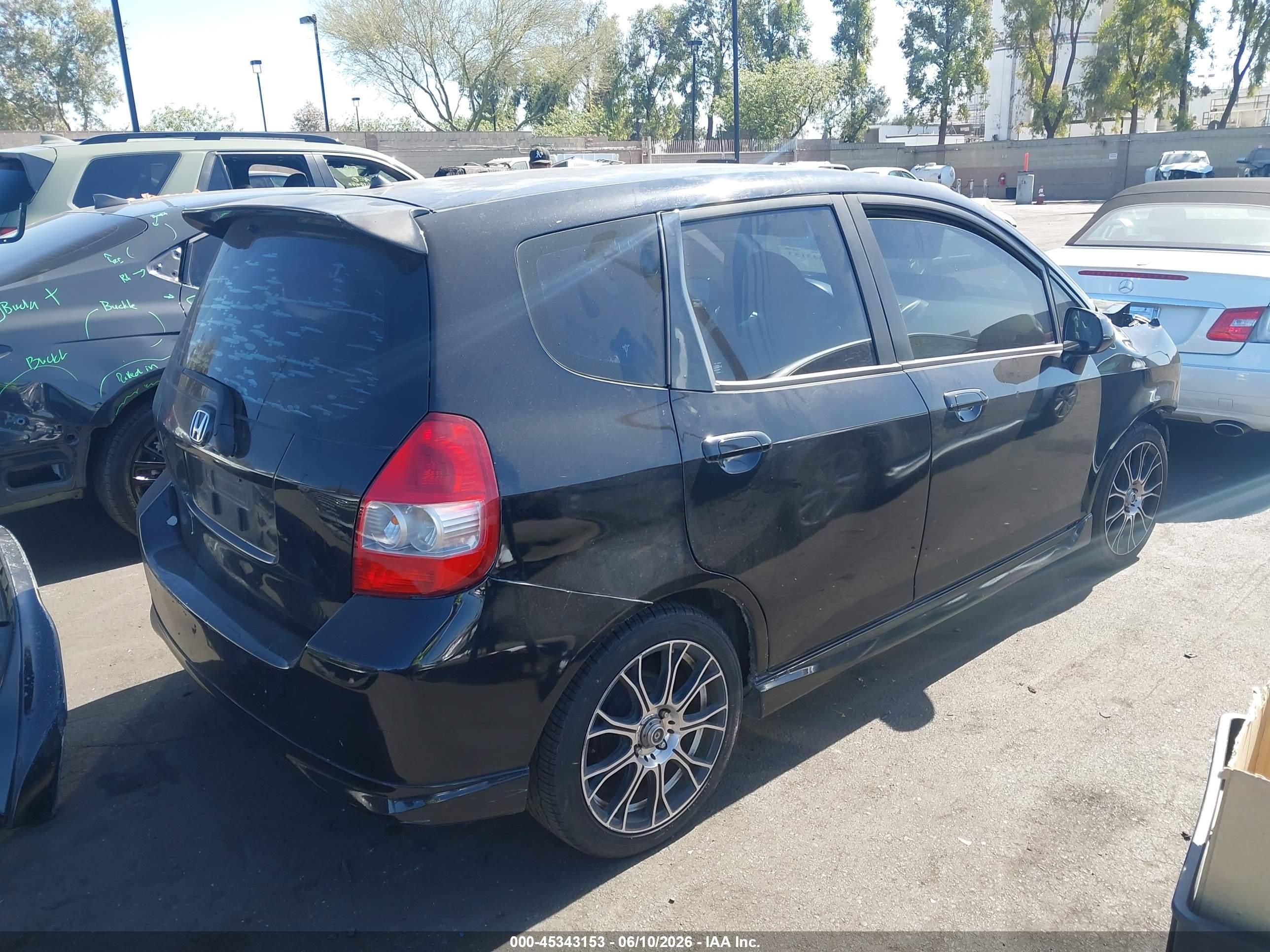 2007 Honda Fit Sport Black vin: JHMGD37657S061677