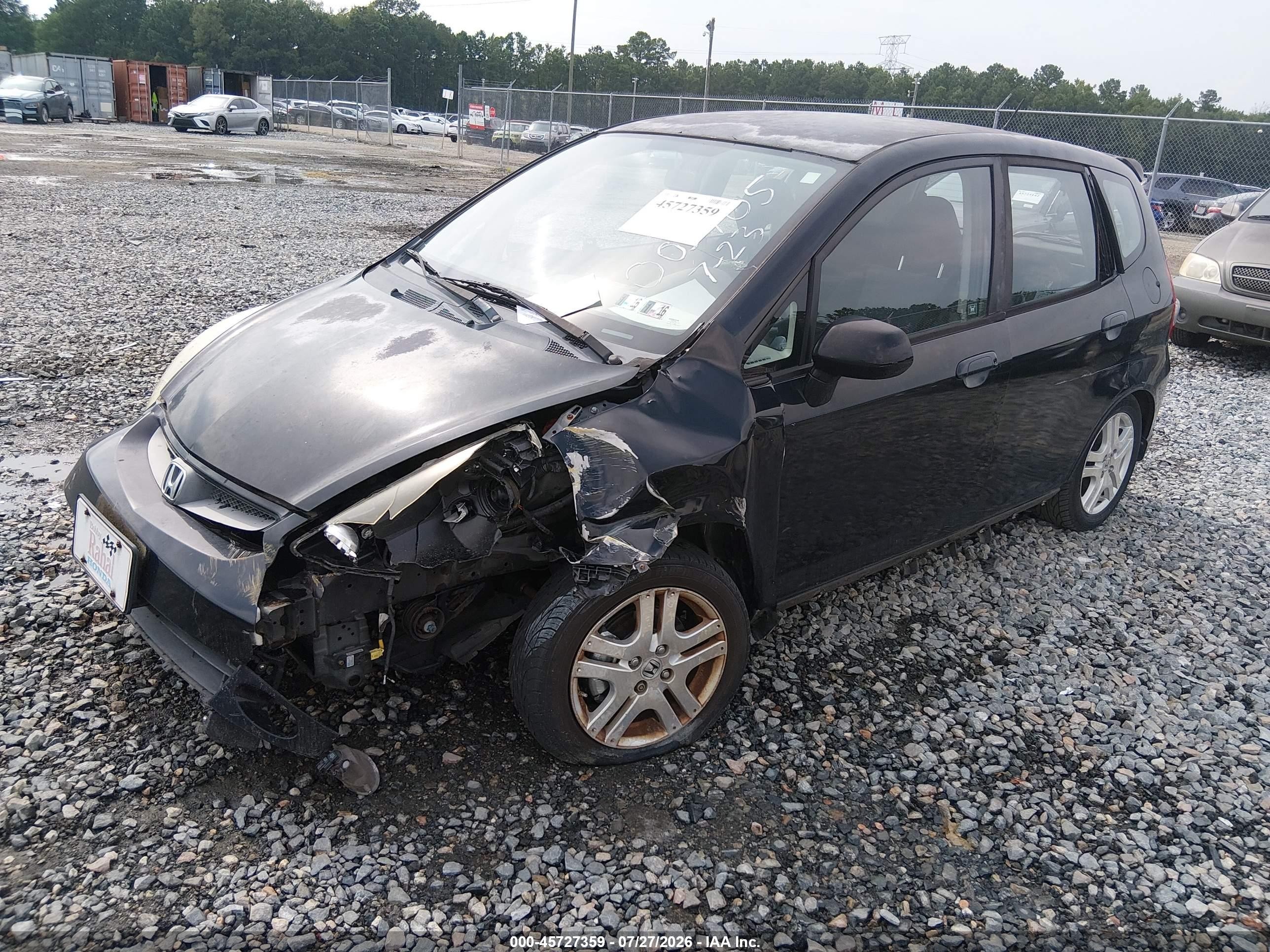 2008 Honda Fit Sport Black vin: JHMGD37688S005105