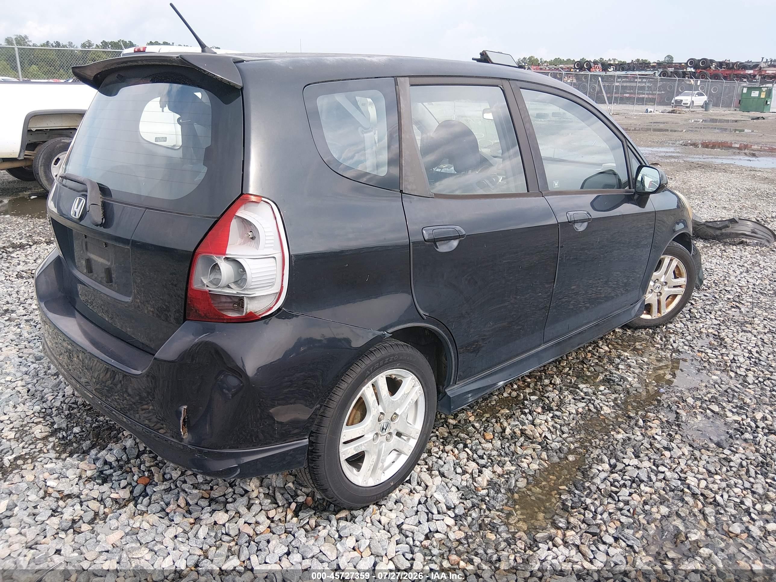 2008 Honda Fit Sport Black vin: JHMGD37688S005105