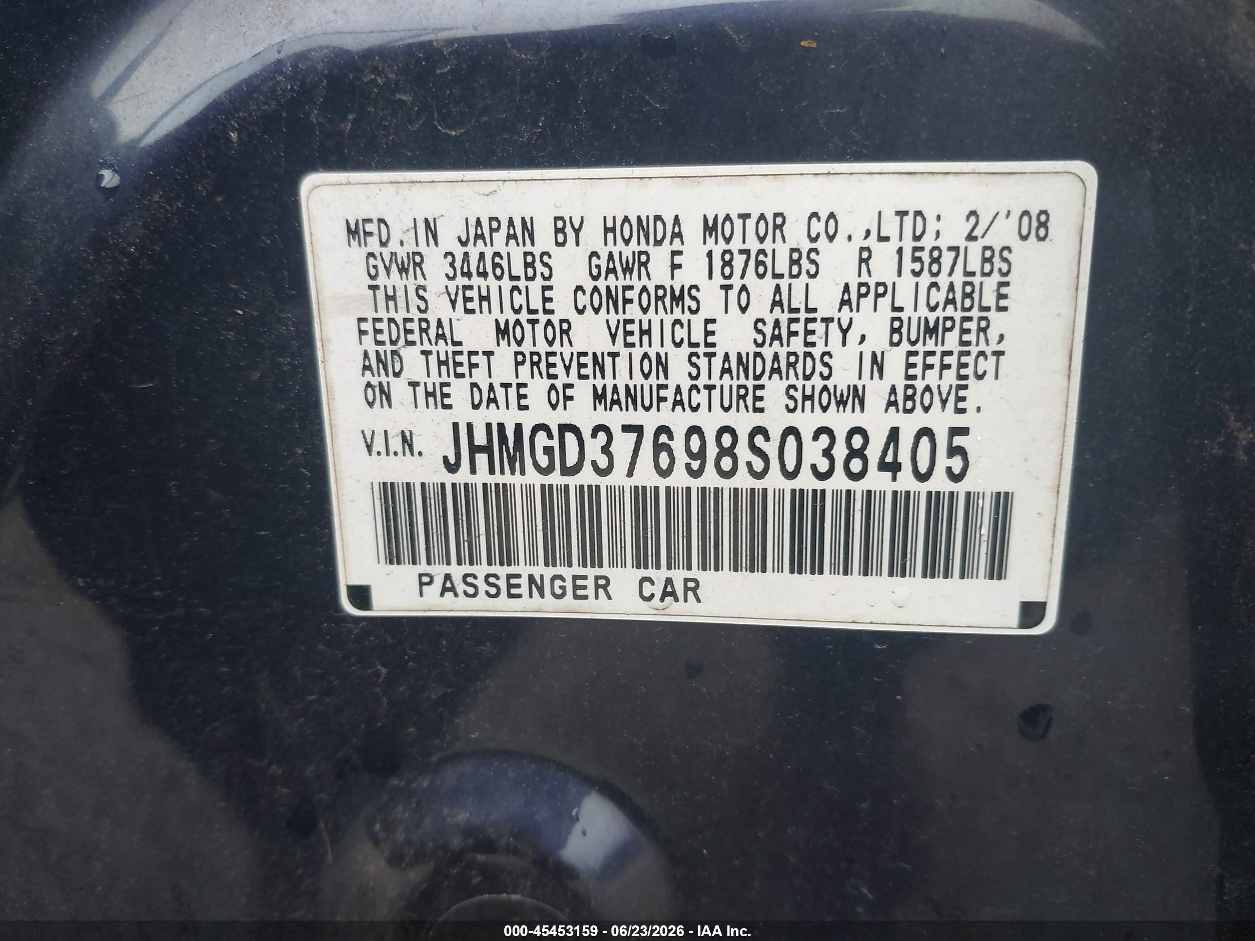 2008 Honda Fit Sport Синий vin: JHMGD37698S038405