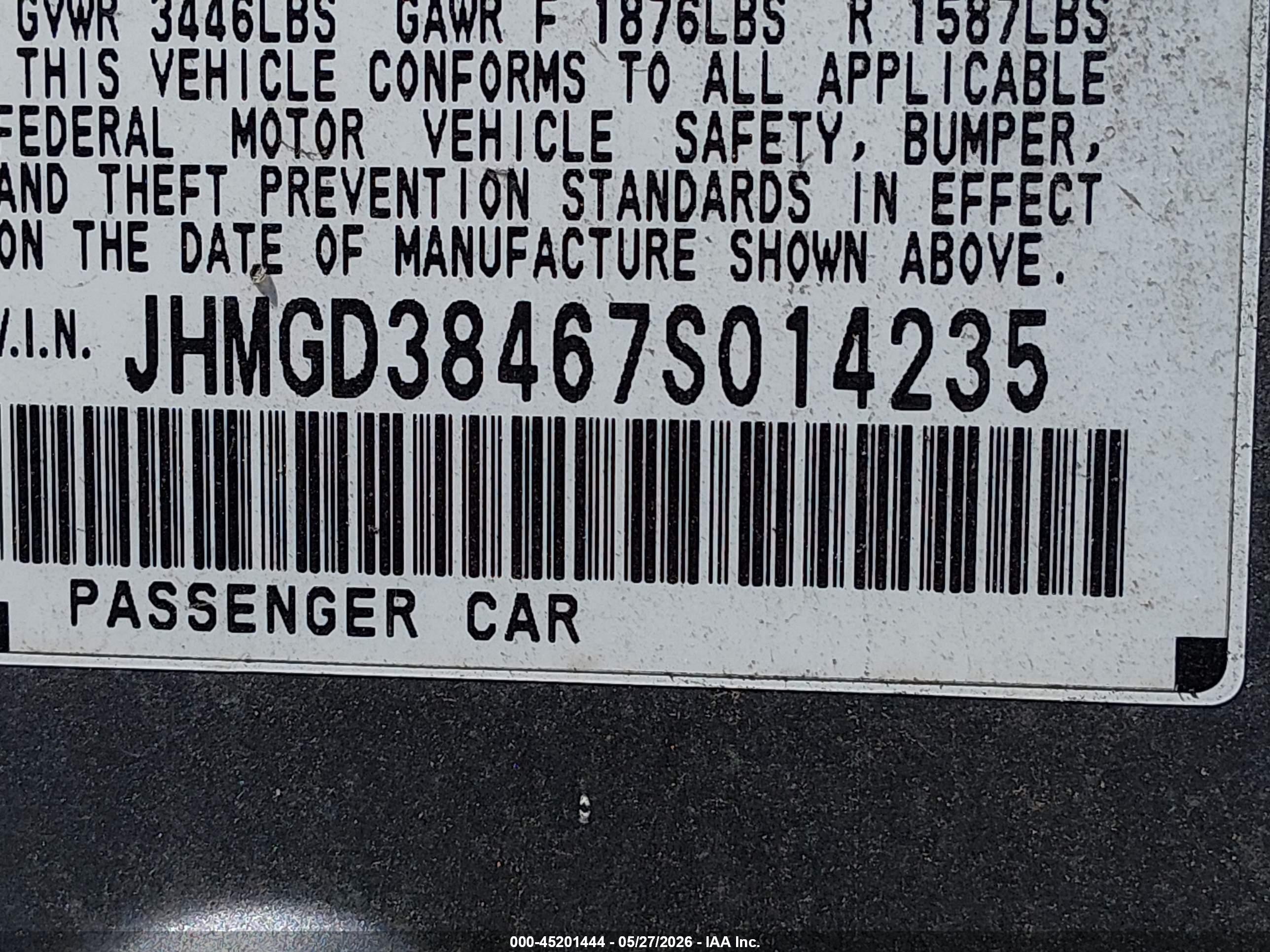 2007 Honda Fit   Silver vin: JHMGD38467S014235