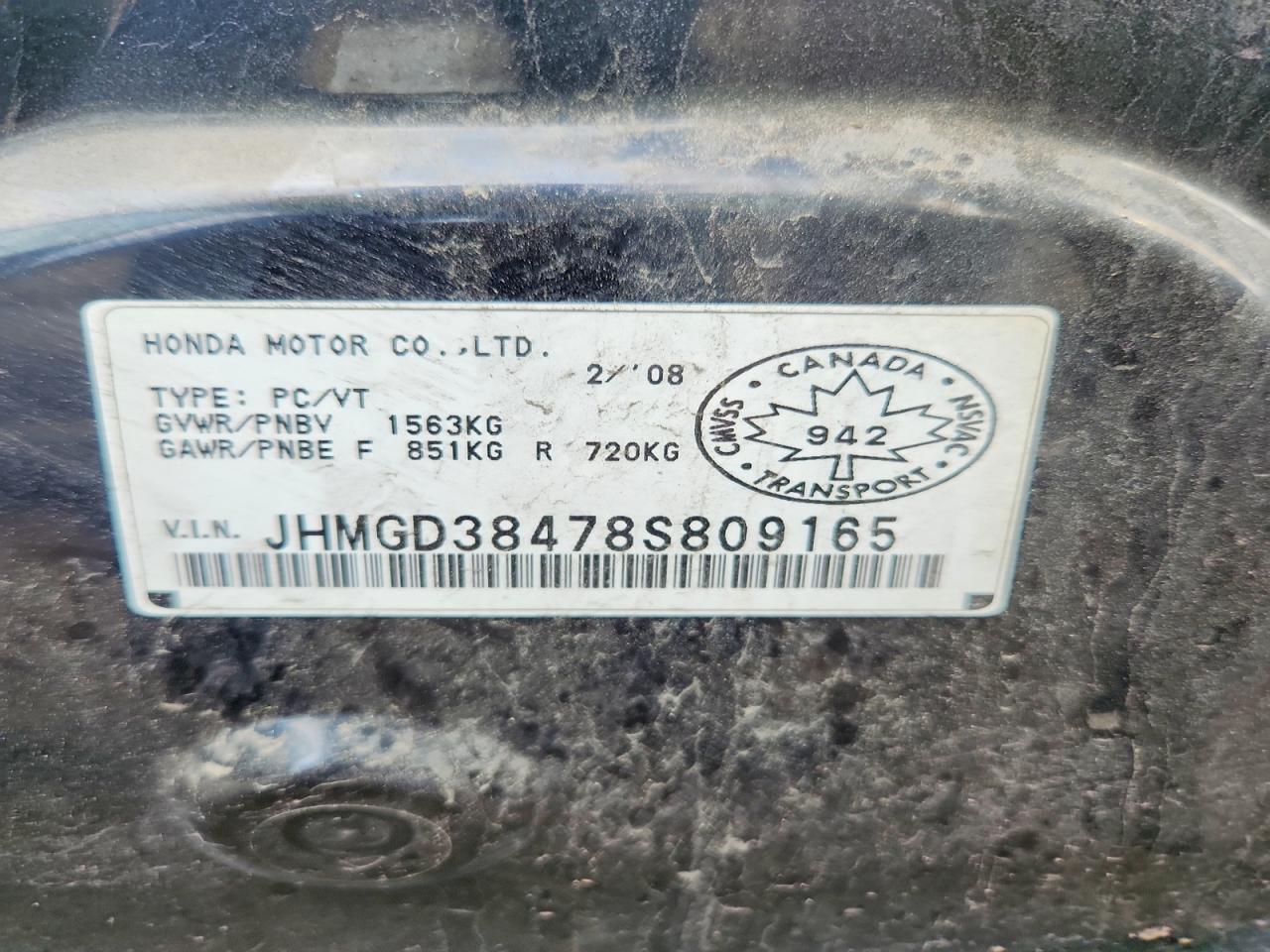 2008 Honda Fit Черный vin: JHMGD38478S809165