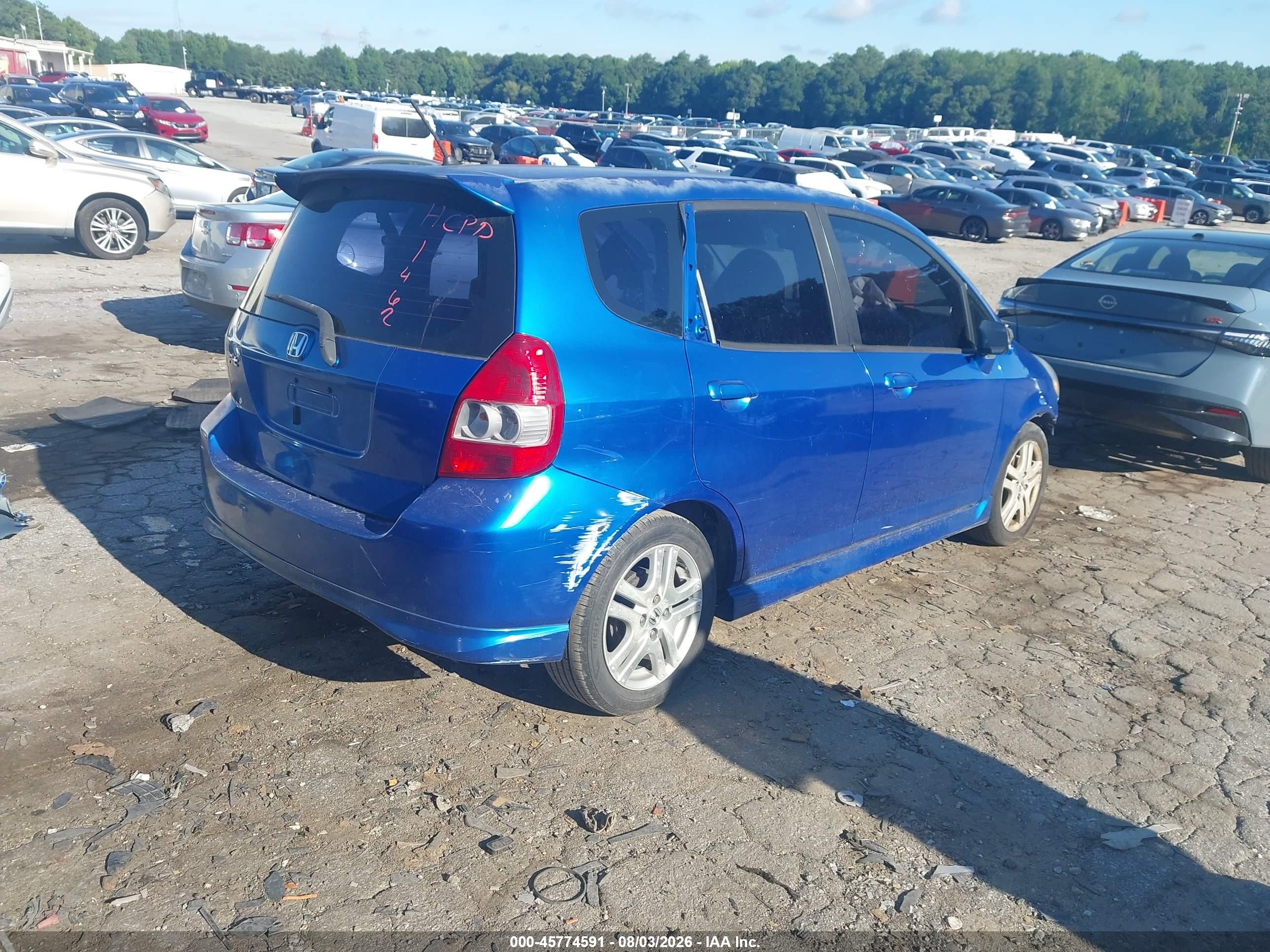 2007 Honda Fit Sport Blue vin: JHMGD38607S011462