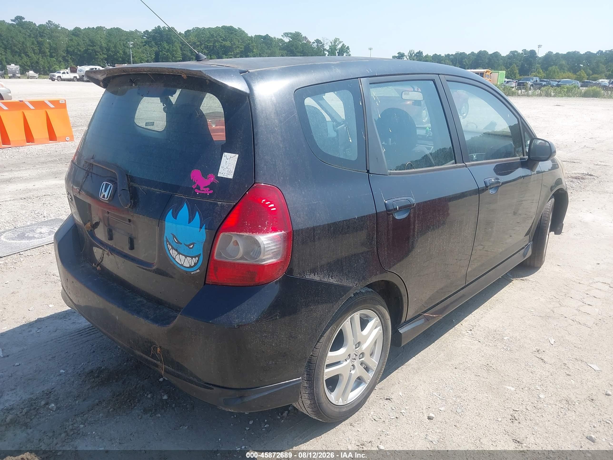 2007 Honda Fit Sport Black vin: JHMGD38607S015978