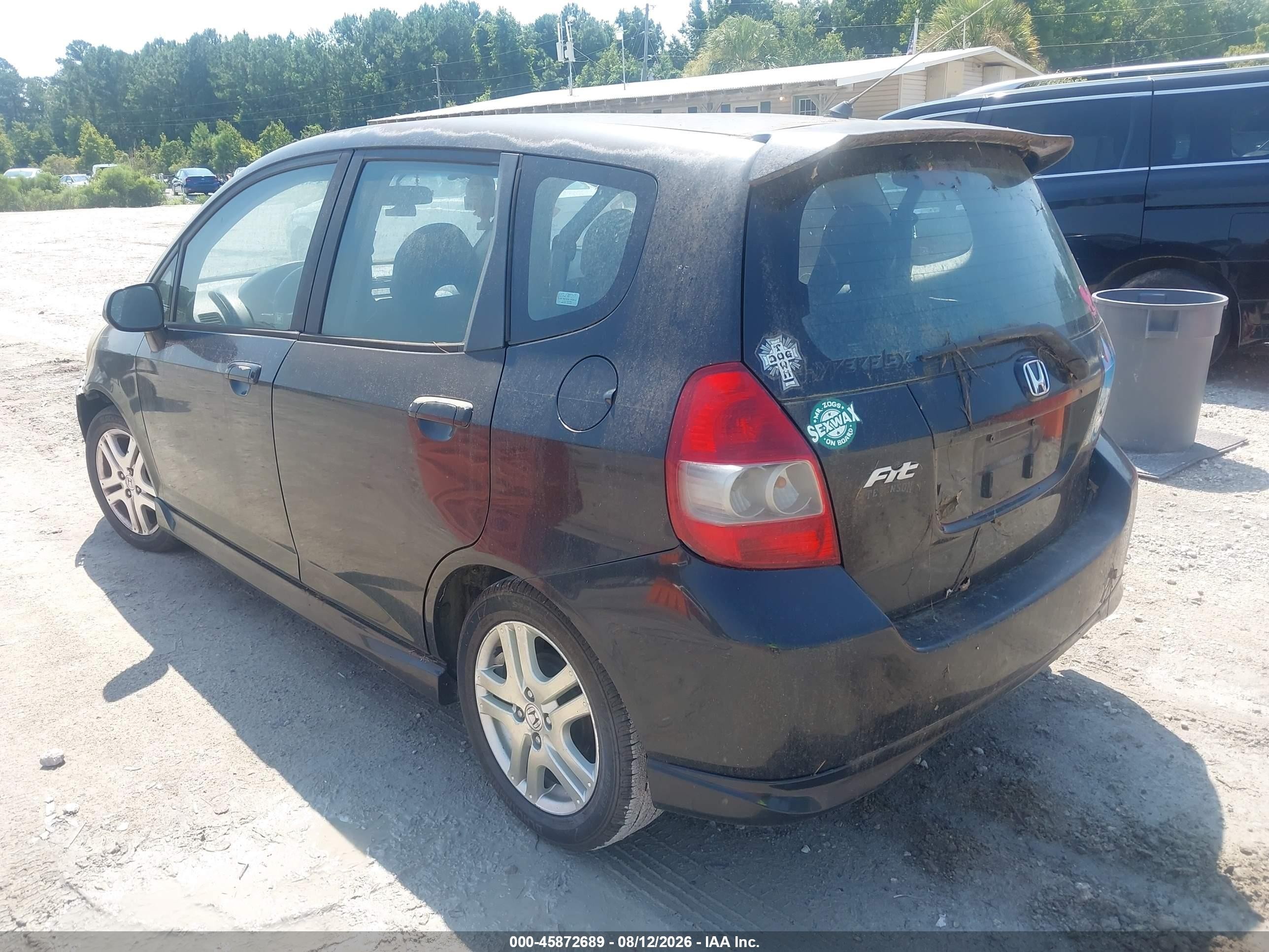 2007 Honda Fit Sport Black vin: JHMGD38607S015978