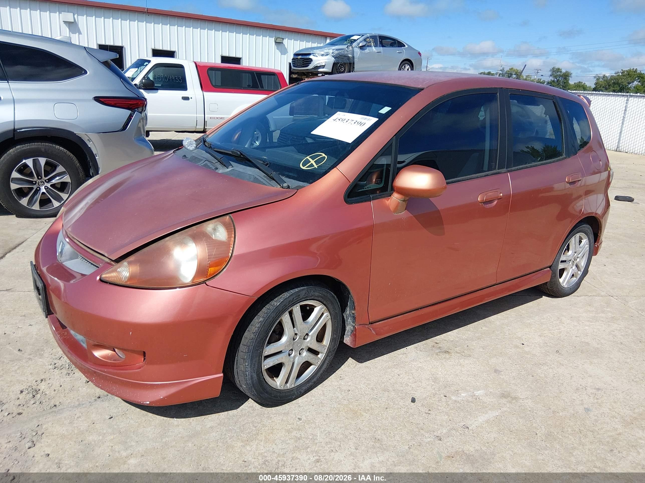 2007 Honda Fit Sport Orange vin: JHMGD38607S021084