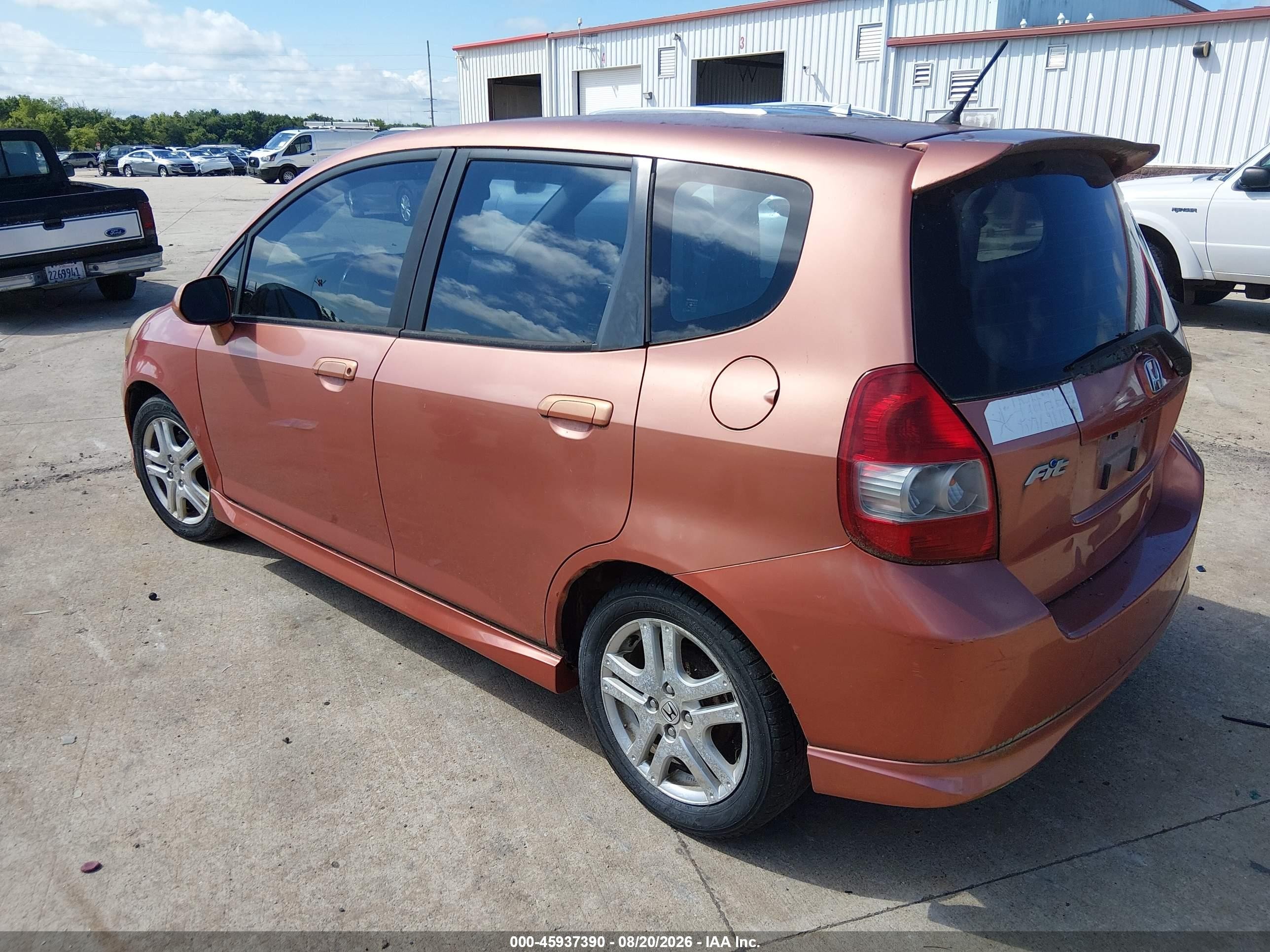 2007 Honda Fit Sport Orange vin: JHMGD38607S021084