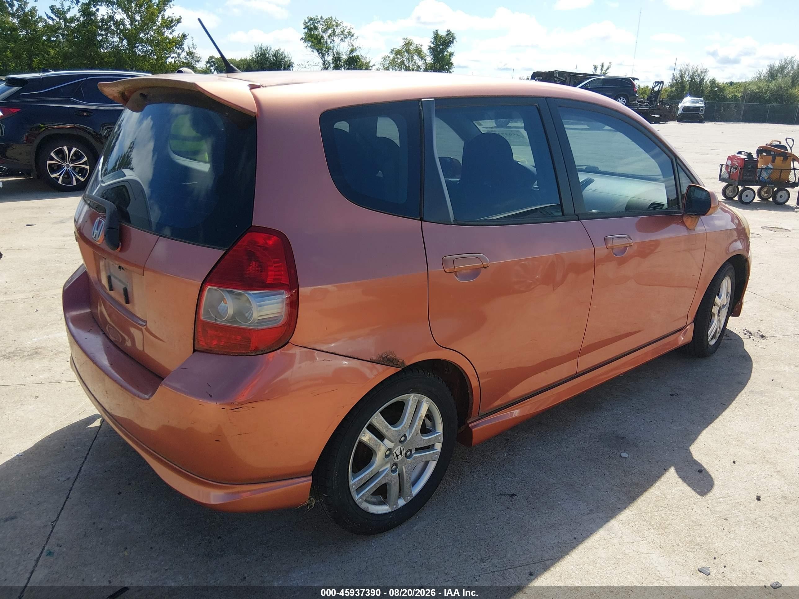 2007 Honda Fit Sport Orange vin: JHMGD38607S021084