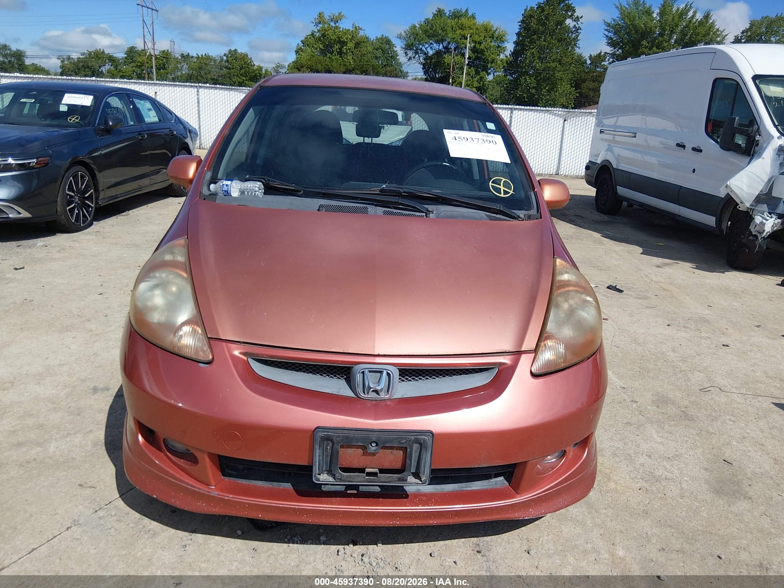2007 Honda Fit Sport Orange vin: JHMGD38607S021084