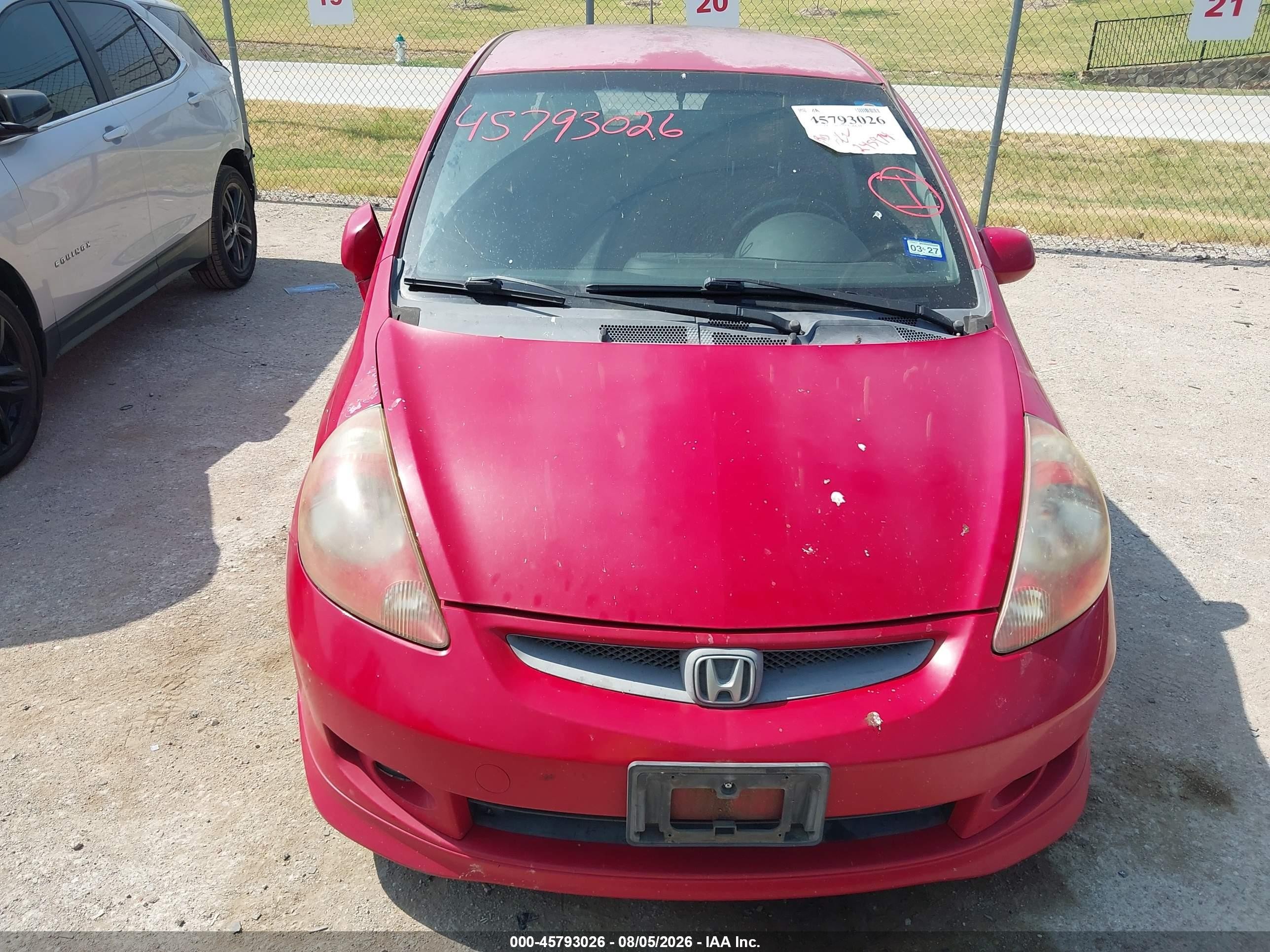 2007 Honda Fit Sport Красный vin: JHMGD38607S030299