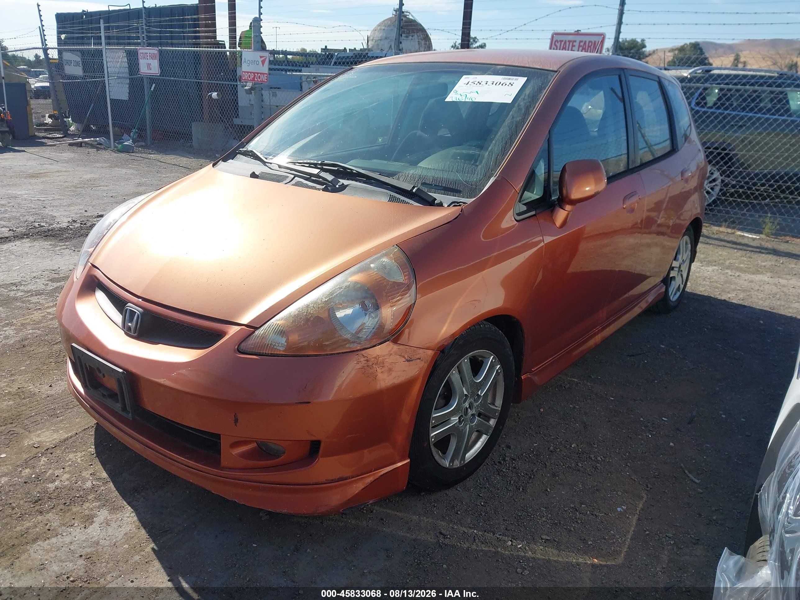 2007 Honda Fit Sport Orange vin: JHMGD38607S057101