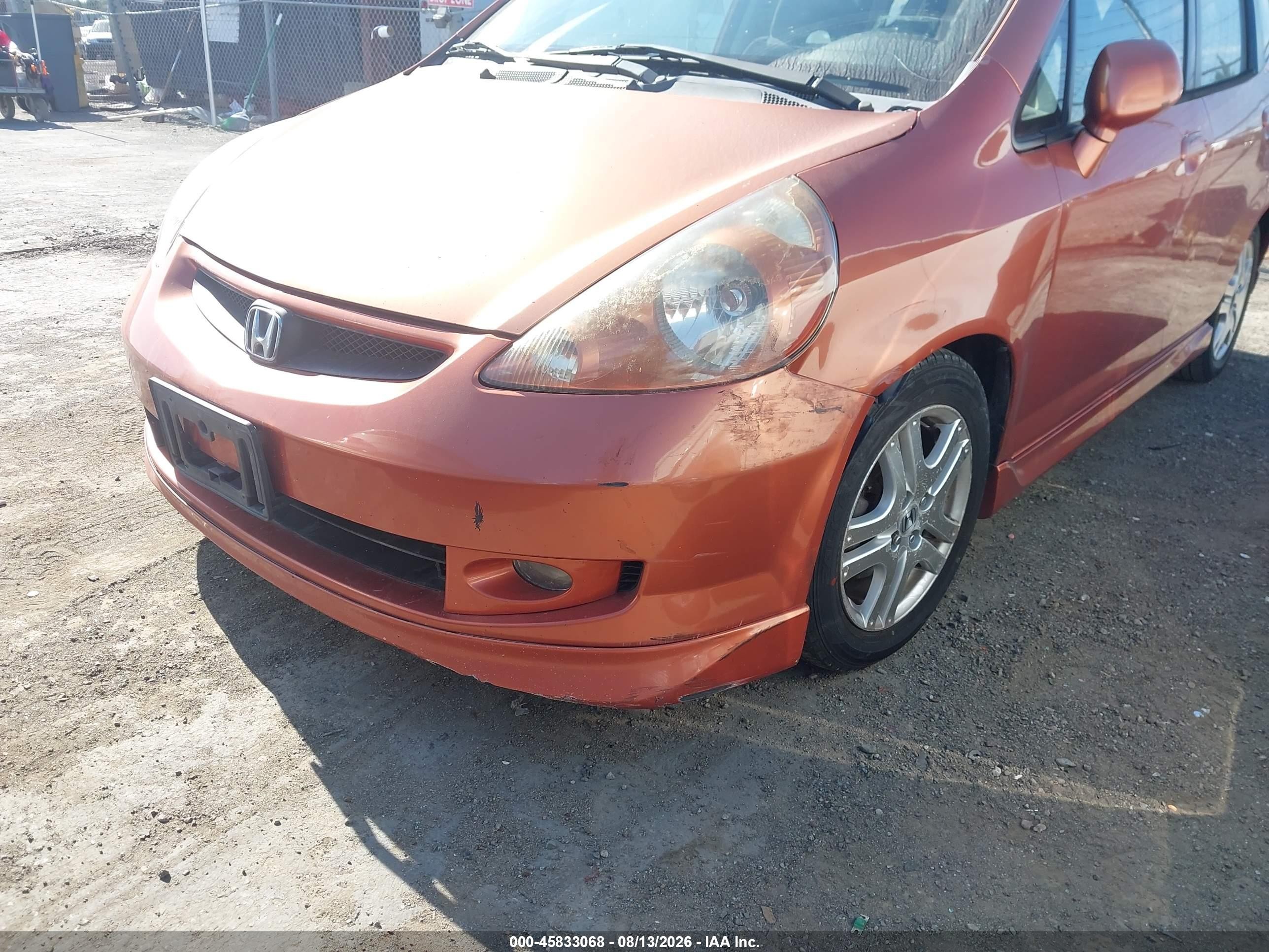2007 Honda Fit Sport Orange vin: JHMGD38607S057101