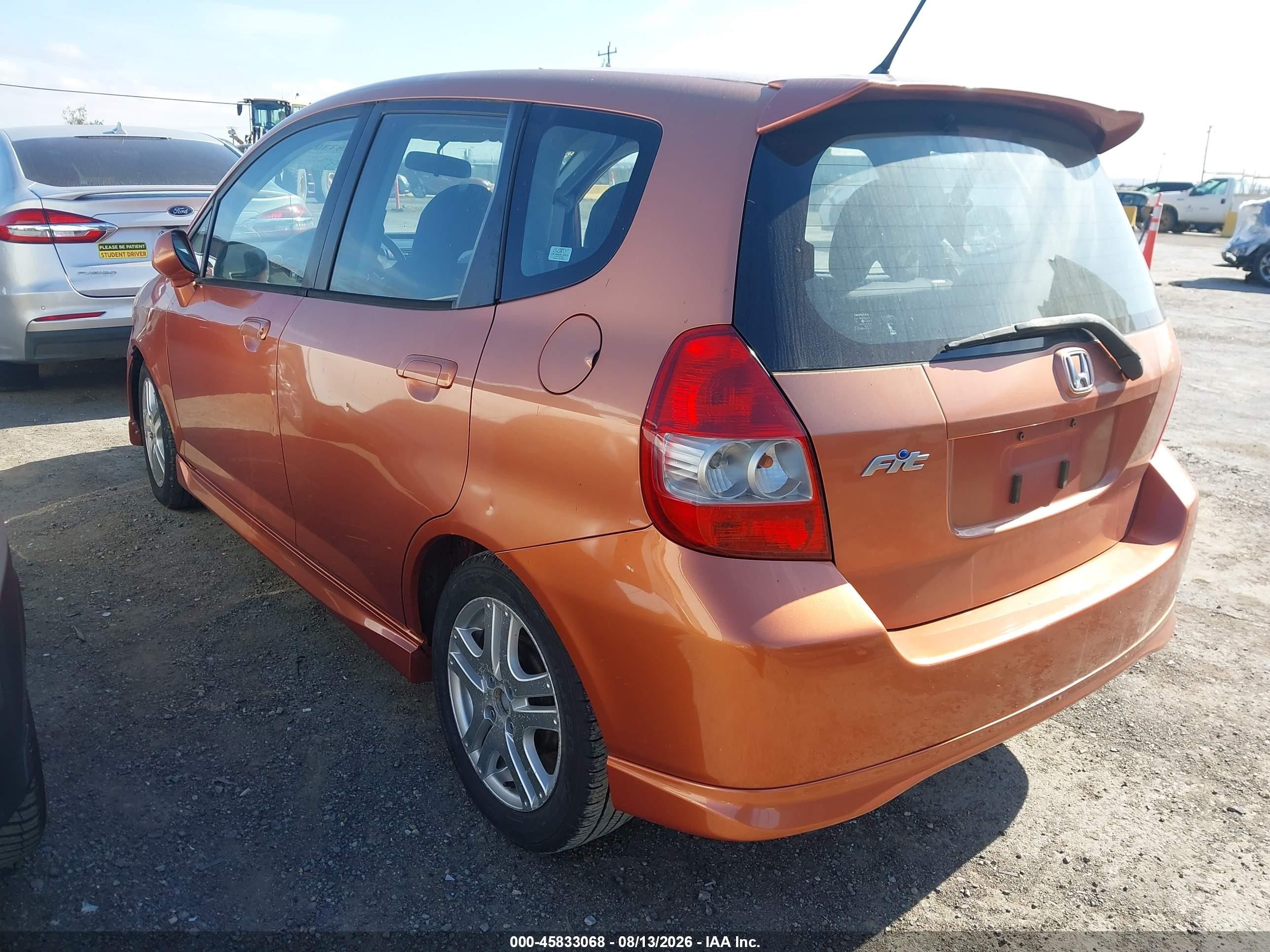 2007 Honda Fit Sport Orange vin: JHMGD38607S057101